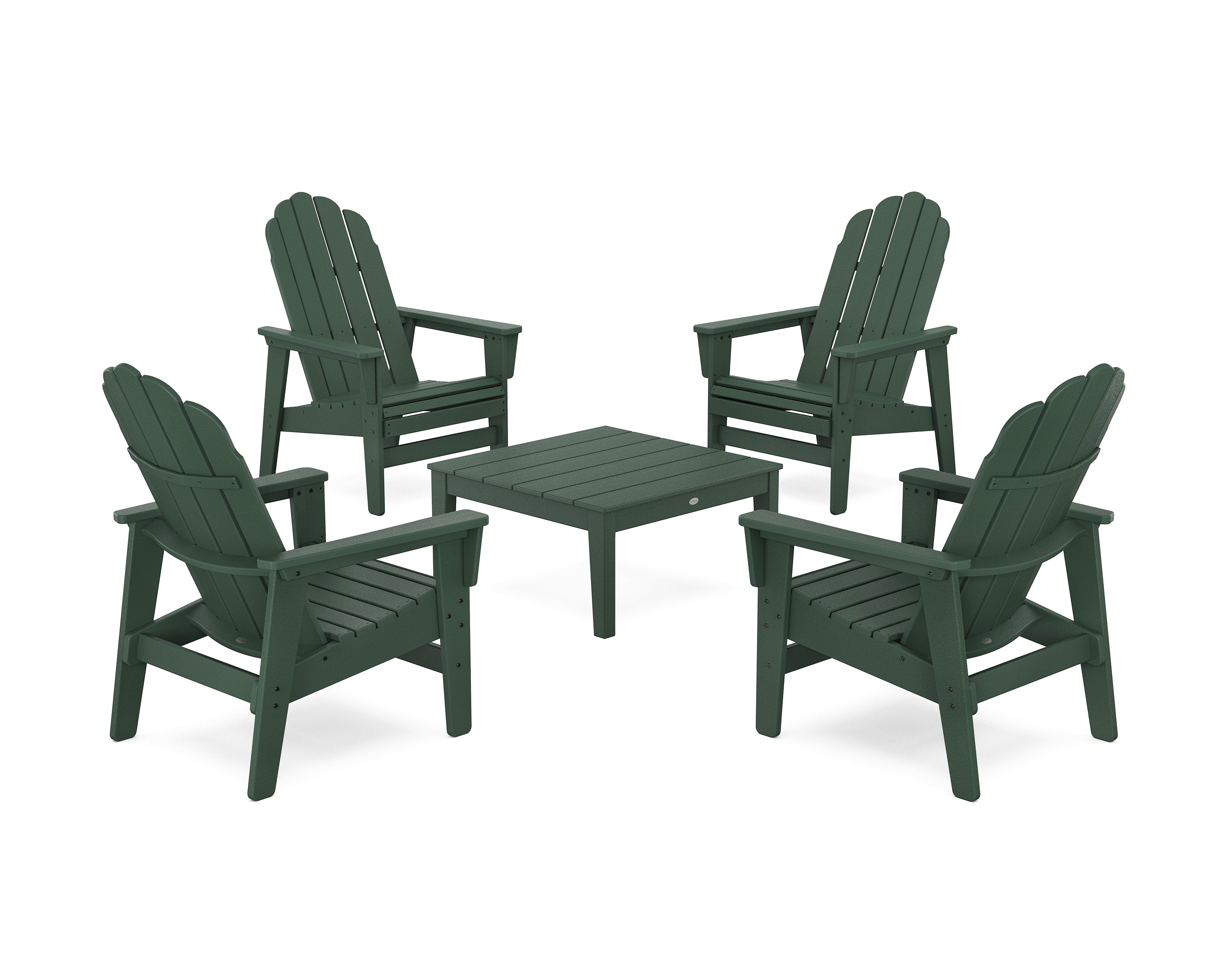 POLYWOOD 5-Piece Vineyard Grand Upright Adirondack Chair Conversation Group in Green