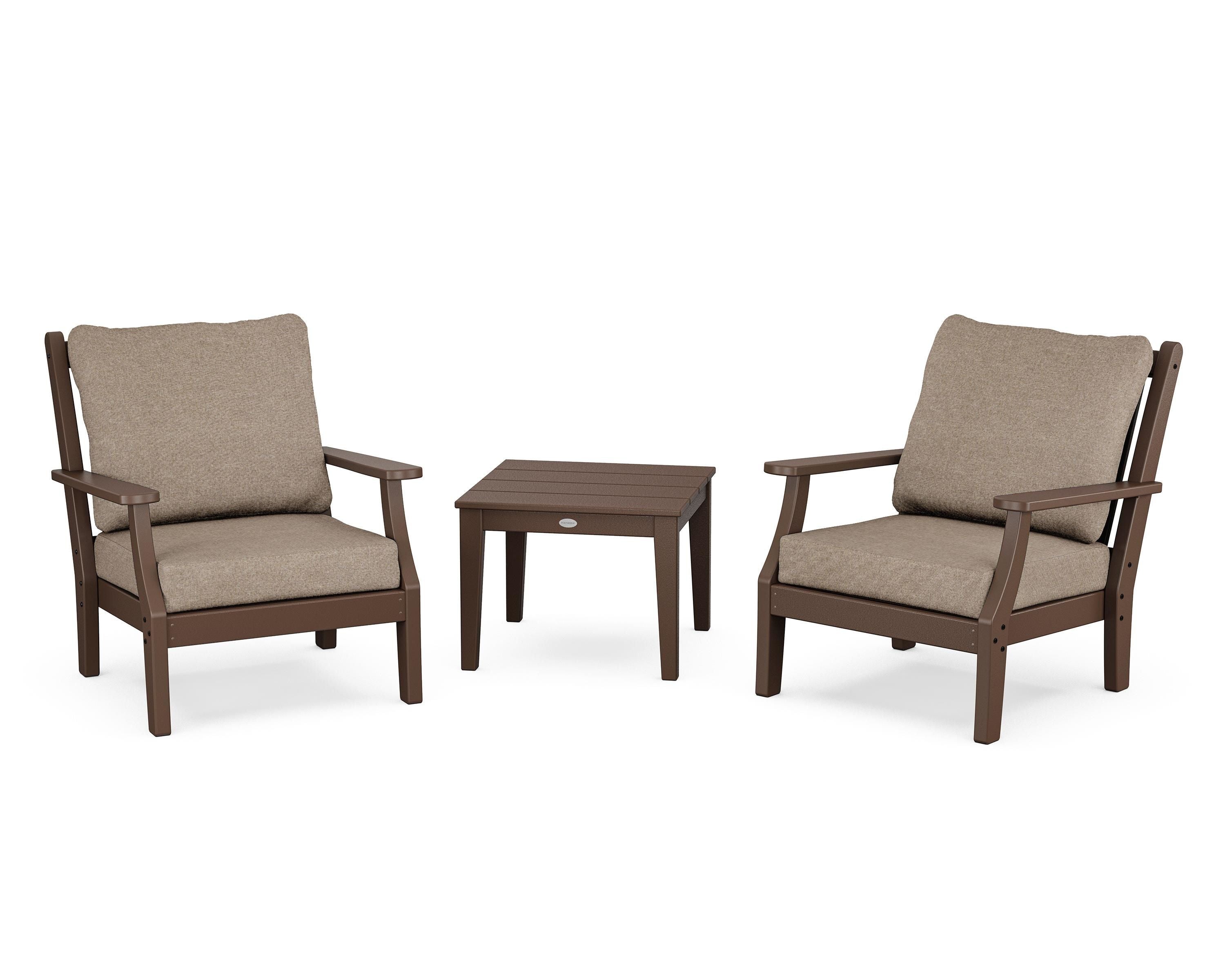 Country Living Wovendale 3-Piece Deep Seating Set in Mahogany / Spiced Burlap