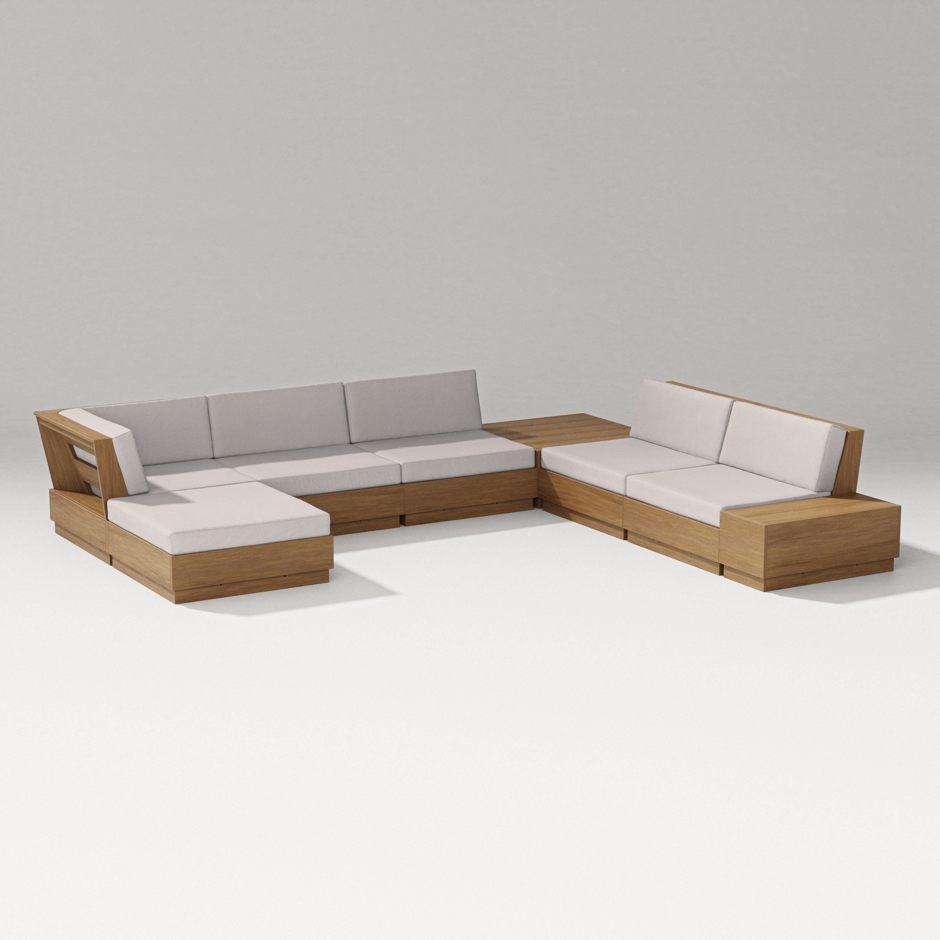 PW Designer Series Elevate 8-Piece Corner Sectional in Natural / Dune Burlap
