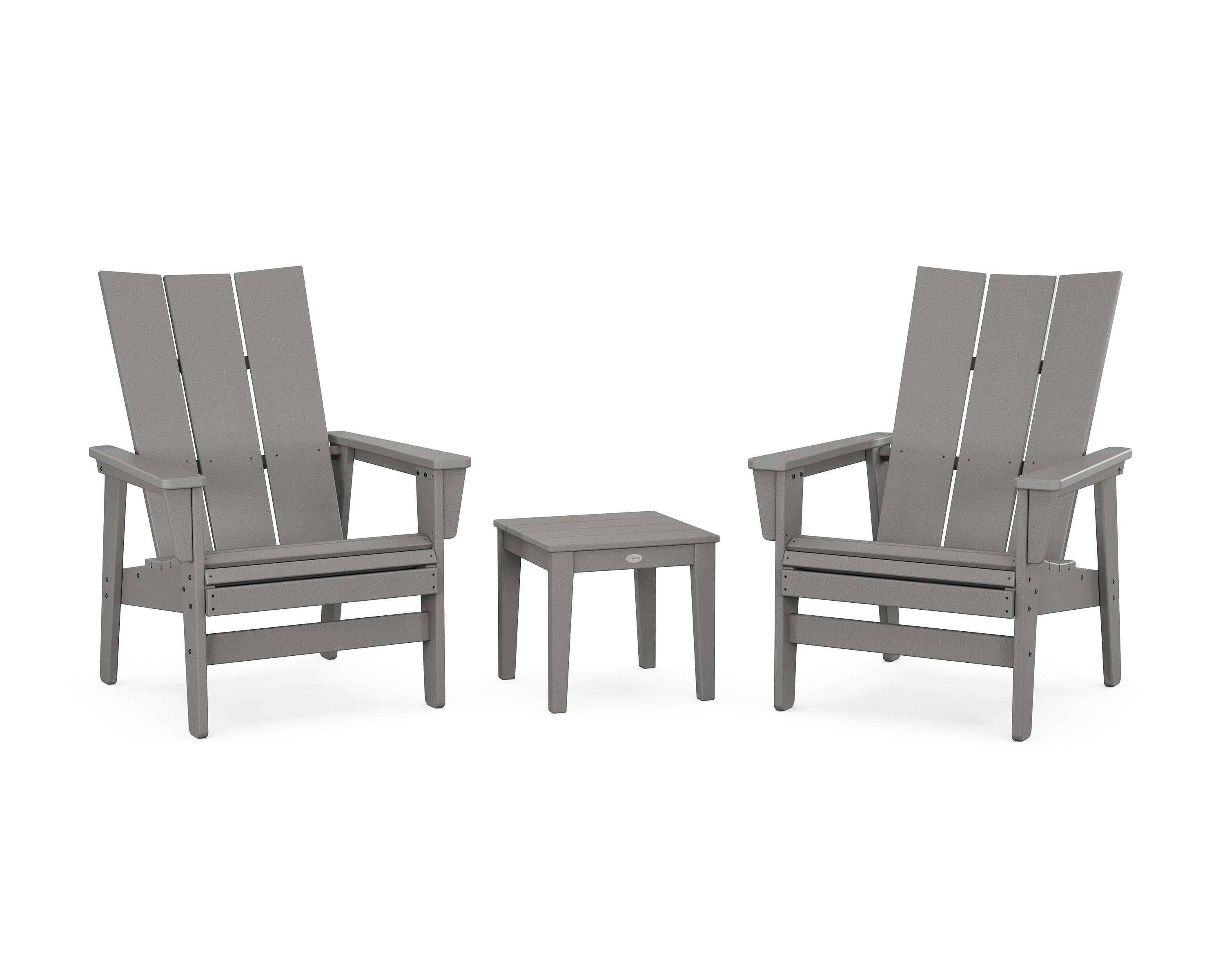 POLYWOOD 3-Piece Modern Grand Upright Adirondack Set in Slate Grey