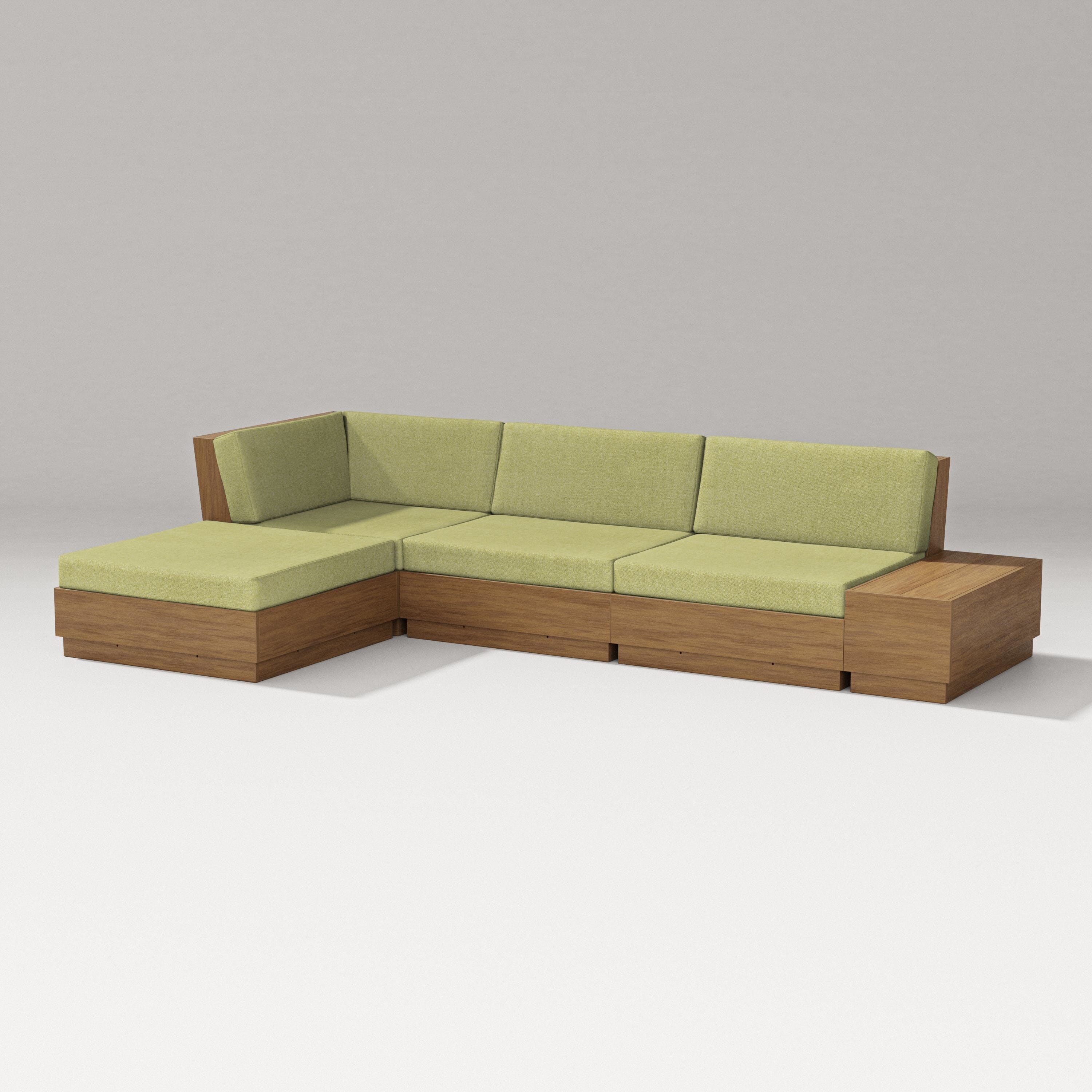 PW Designer Series Elevate Chaise Sectional in Natural / Chartreuse Boucle