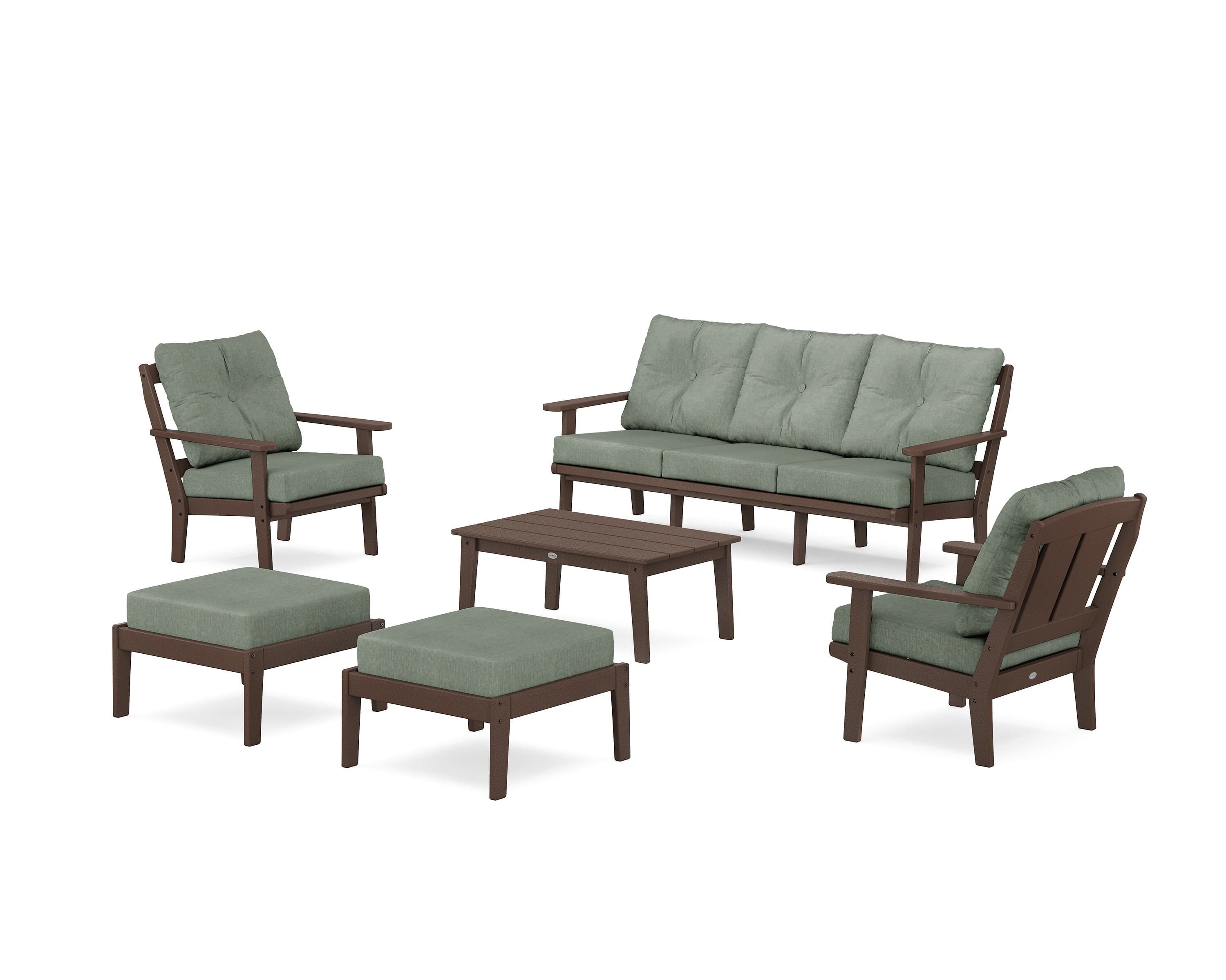 POLYWOOD Mission 6-Piece Lounge Sofa Set in Mahogany / Cast Sage