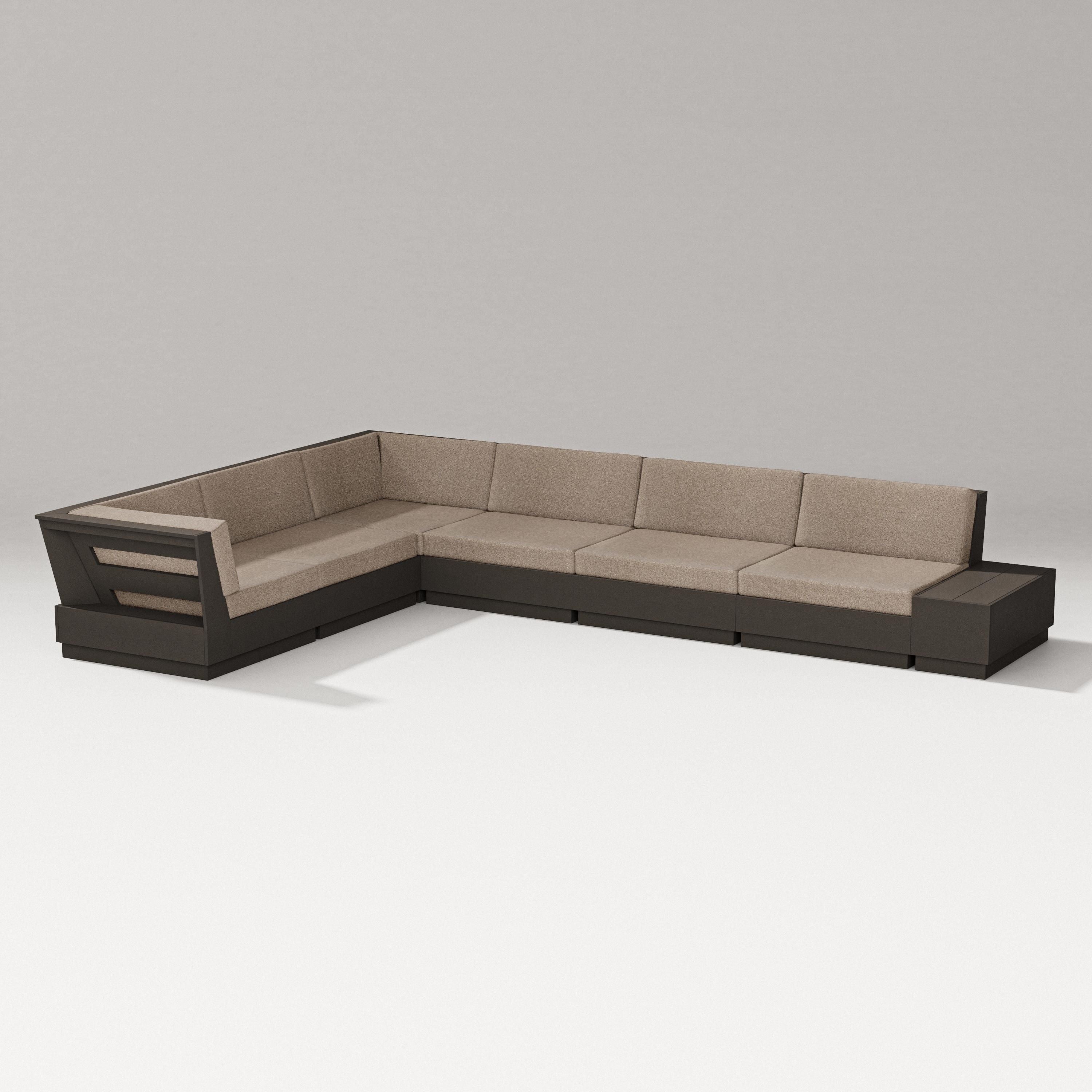 PW Designer Series Elevate 7-Piece Corner Sectional in Vintage Coffee / Spiced Burlap