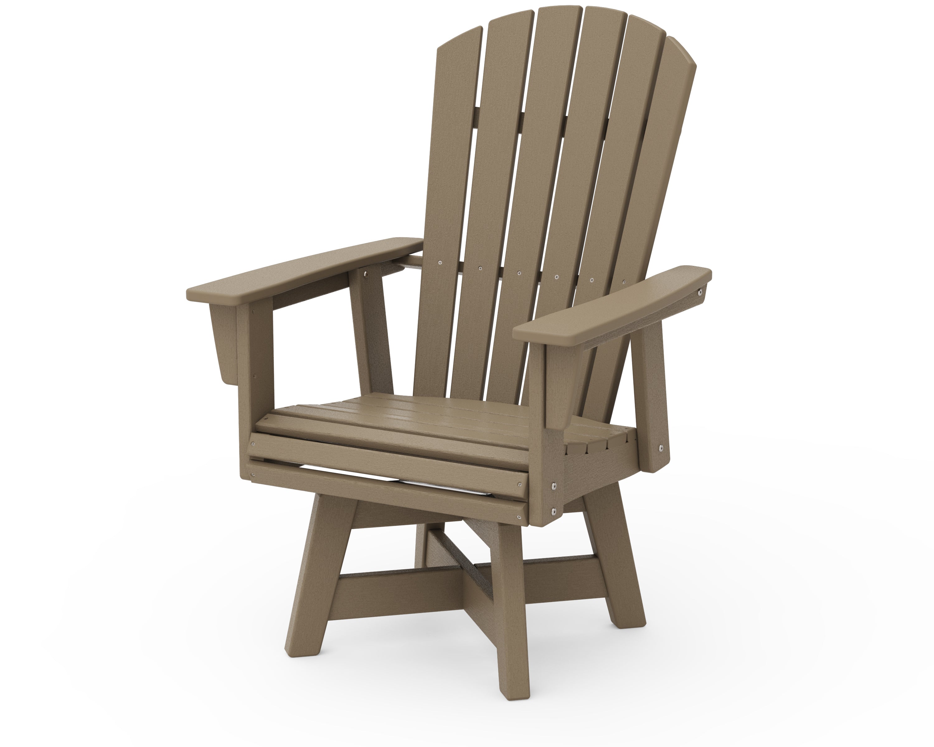 POLYWOOD Nautical Curveback Adirondack Swivel Dining Chair in Vintage Sahara