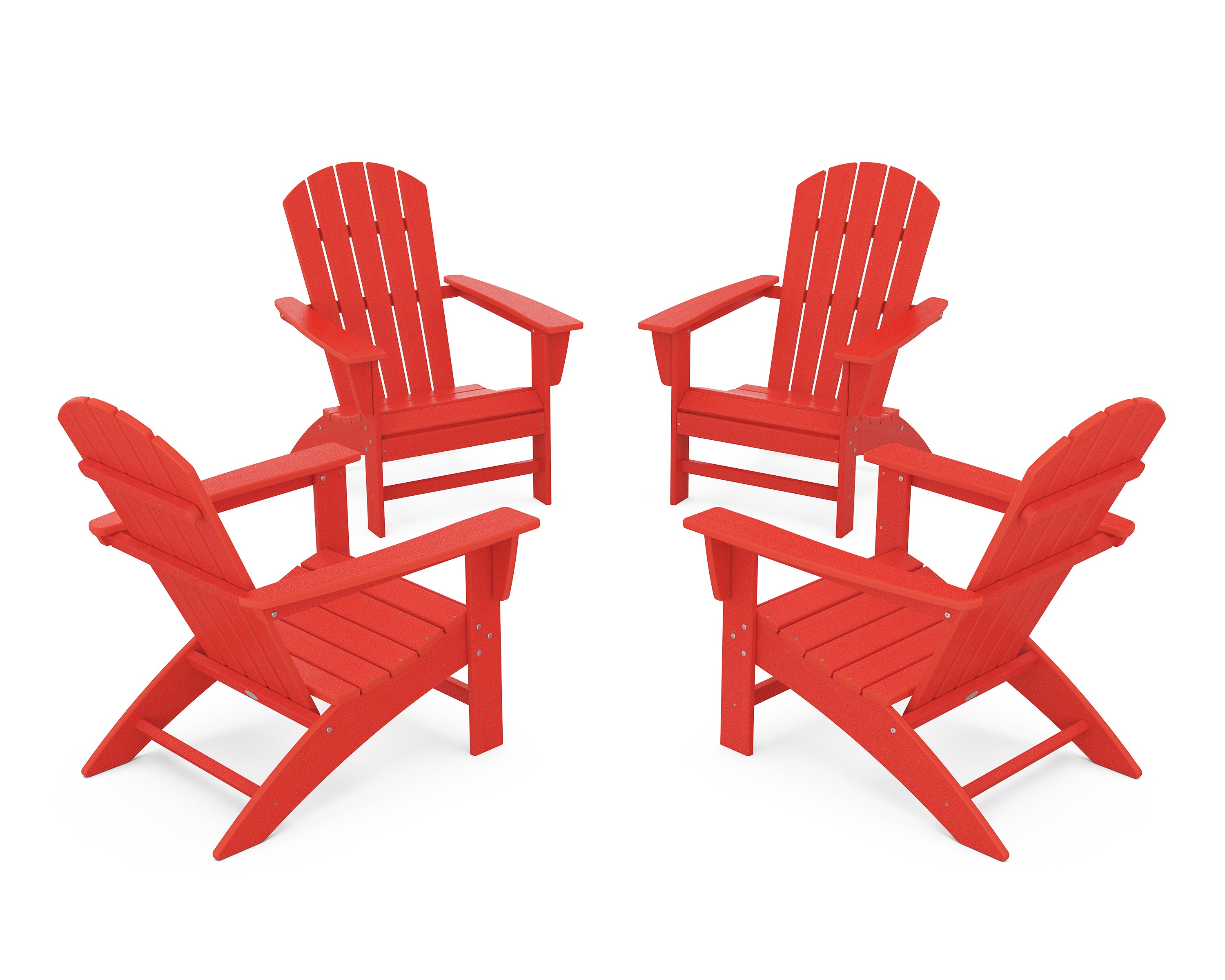 POLYWOOD® Nautical 4-Piece Adirondack Conversation Set in Sunset Red
