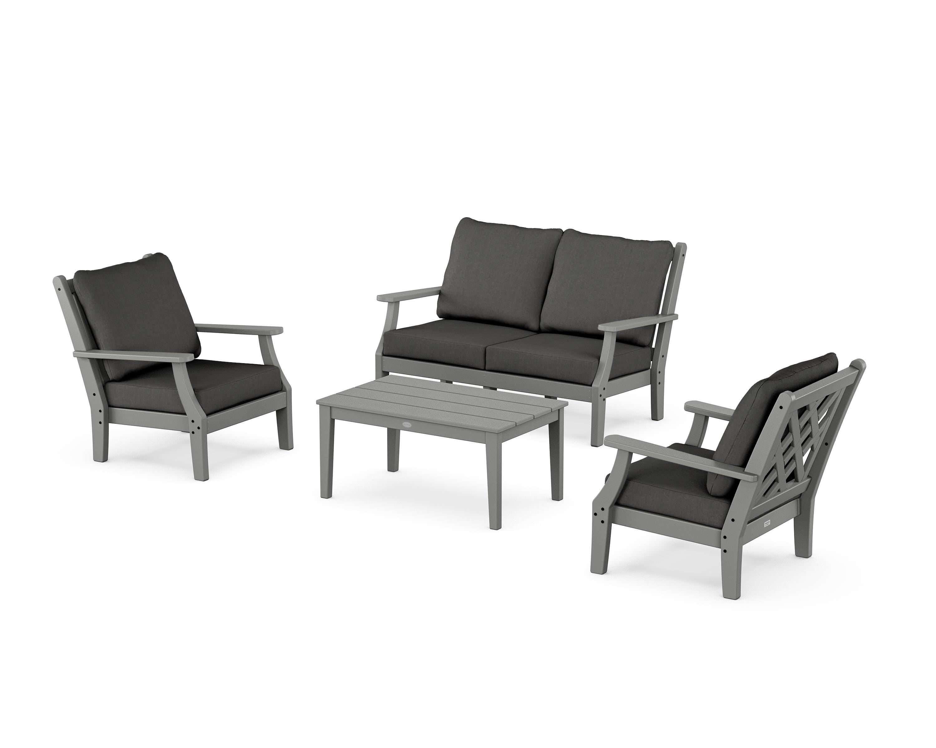 Country Living Wovendale 4-Piece Deep Seating Set with Loveseat in Slate Grey / Spectrum Carbon