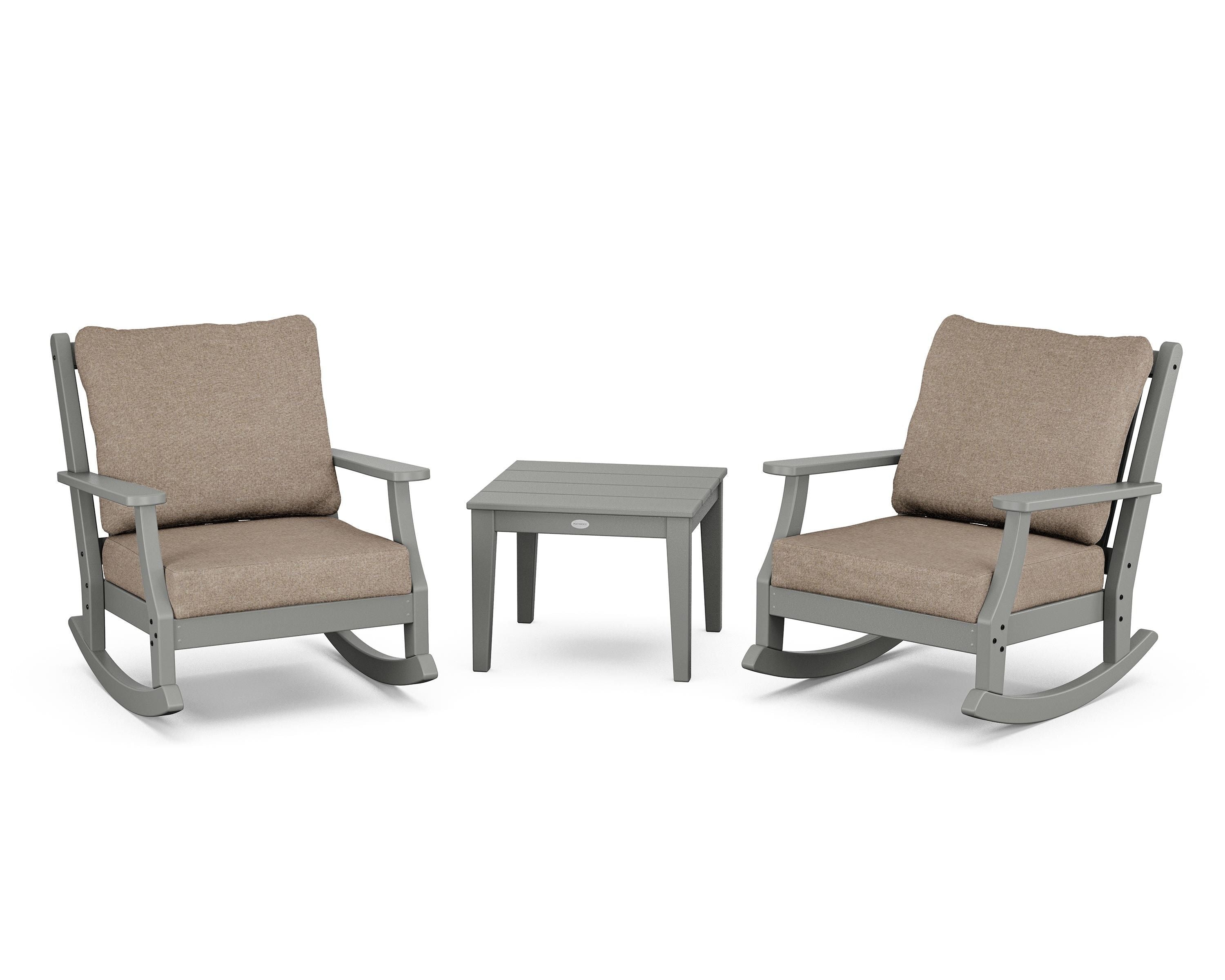 Country Living Wovendale 3-Piece Deep Seating Rocker Set in Slate Grey / Spiced Burlap