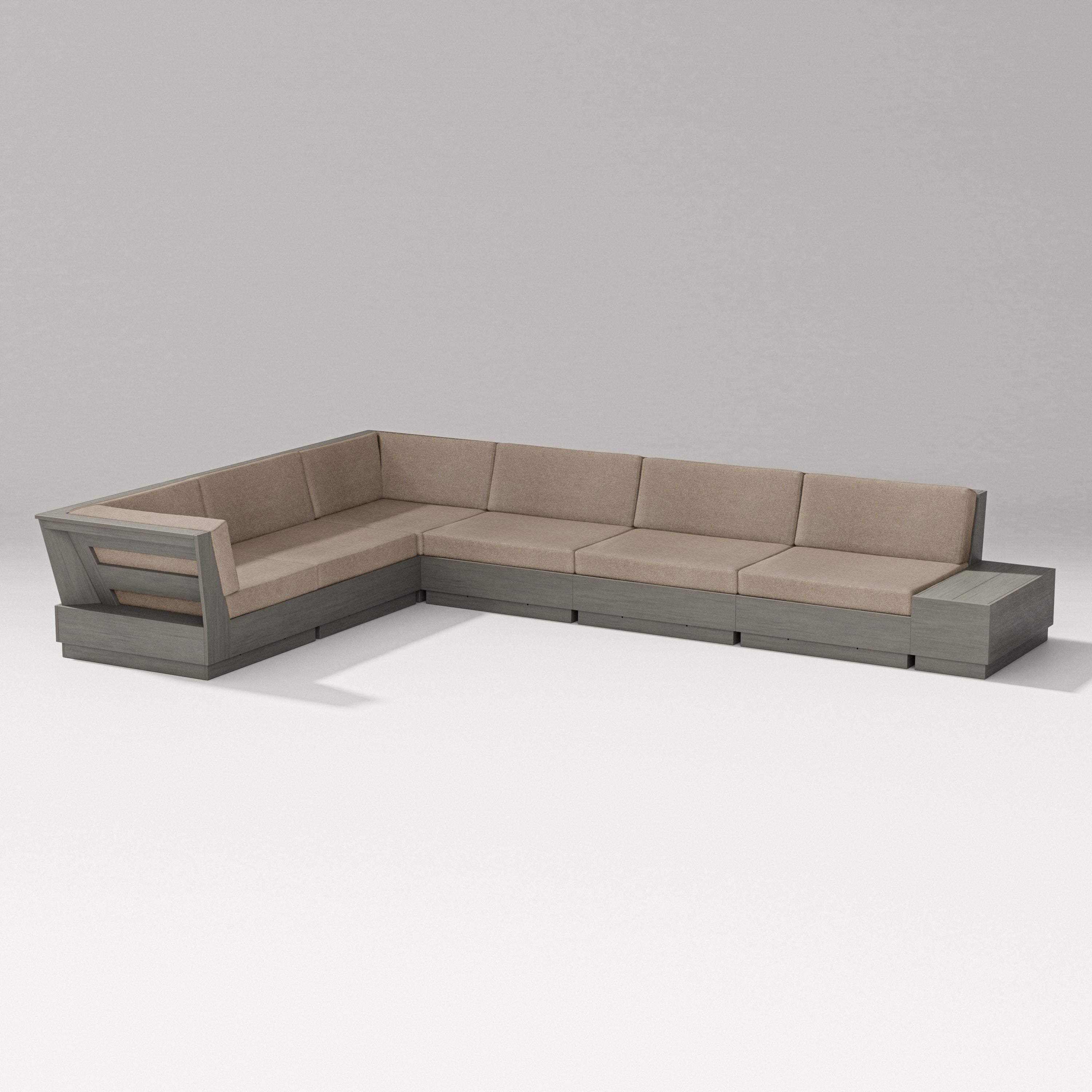 PW Designer Series Elevate 7-Piece Corner Sectional in Driftwood / Spiced Burlap