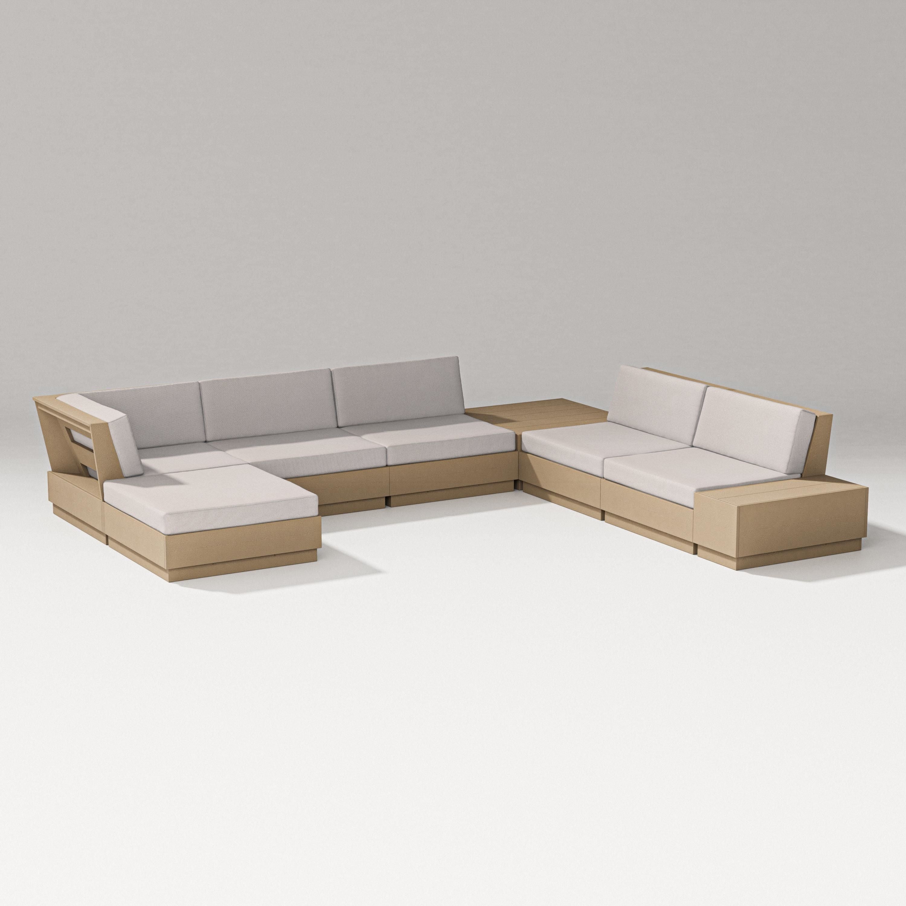 PW Designer Series Elevate 8-Piece Corner Sectional in Vintage Sahara / Dune Burlap