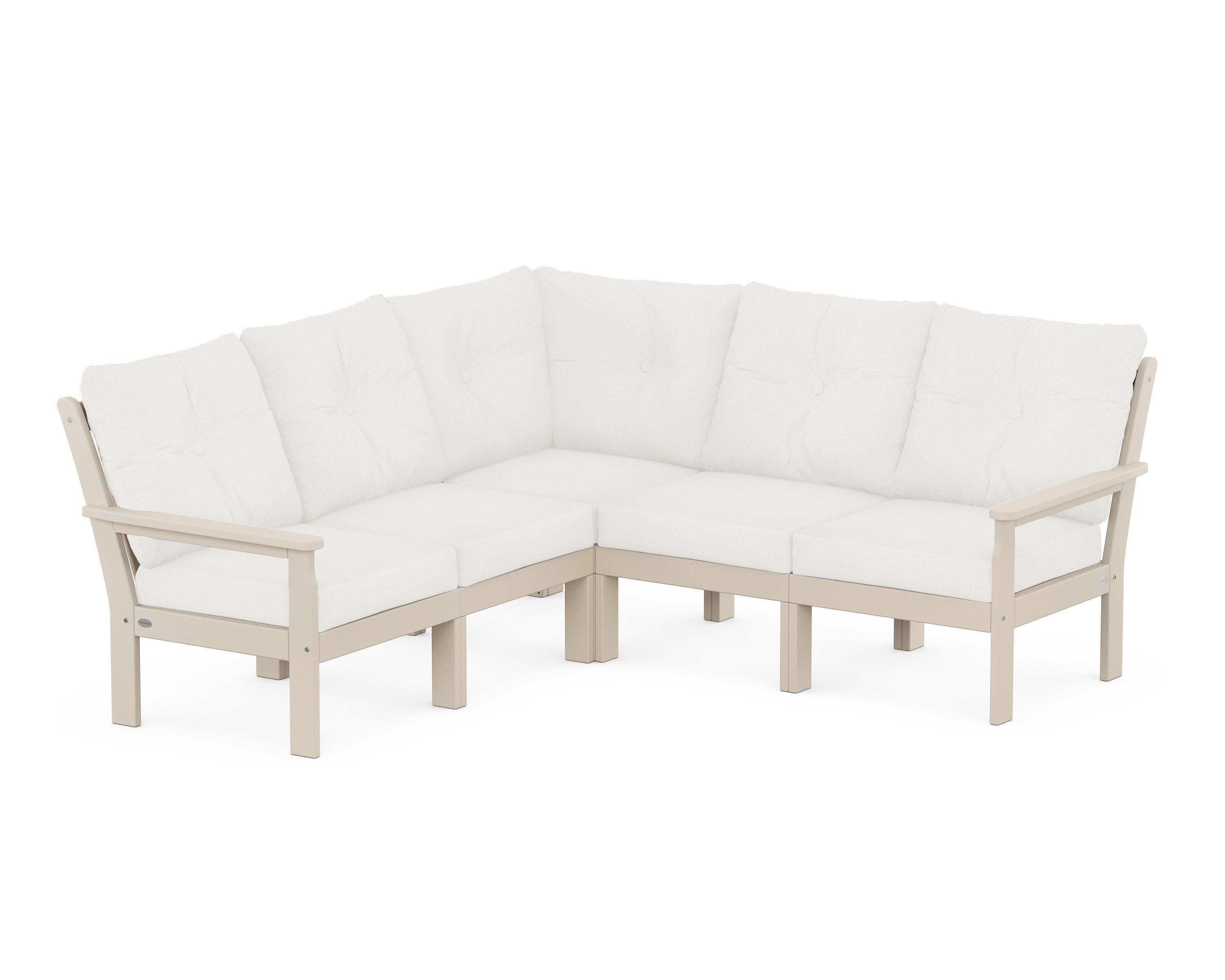 POLYWOOD Vineyard 5-Piece Sectional in Sand / Natural Linen
