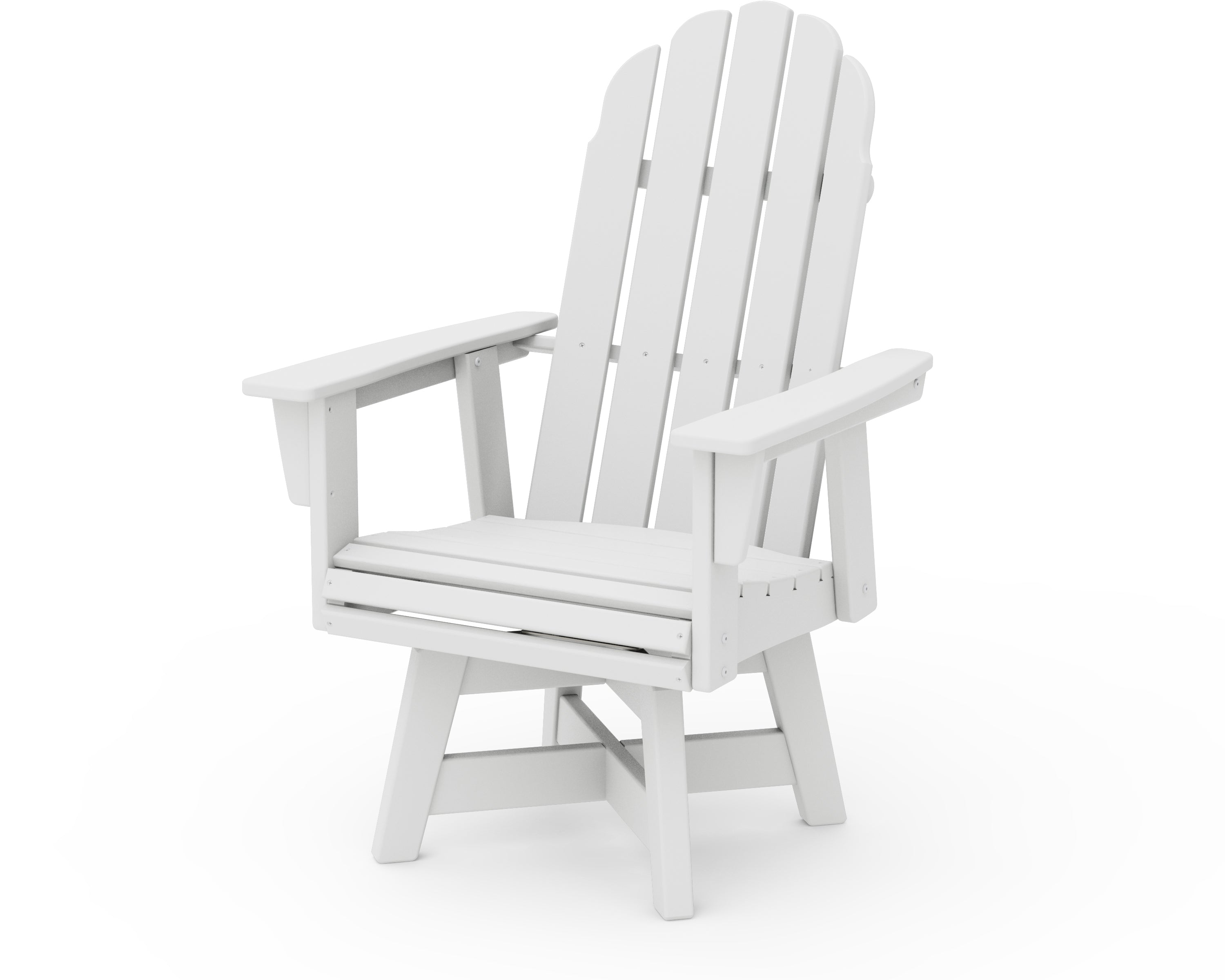 POLYWOOD Vineyard Curveback Adirondack Swivel Dining Chair in White