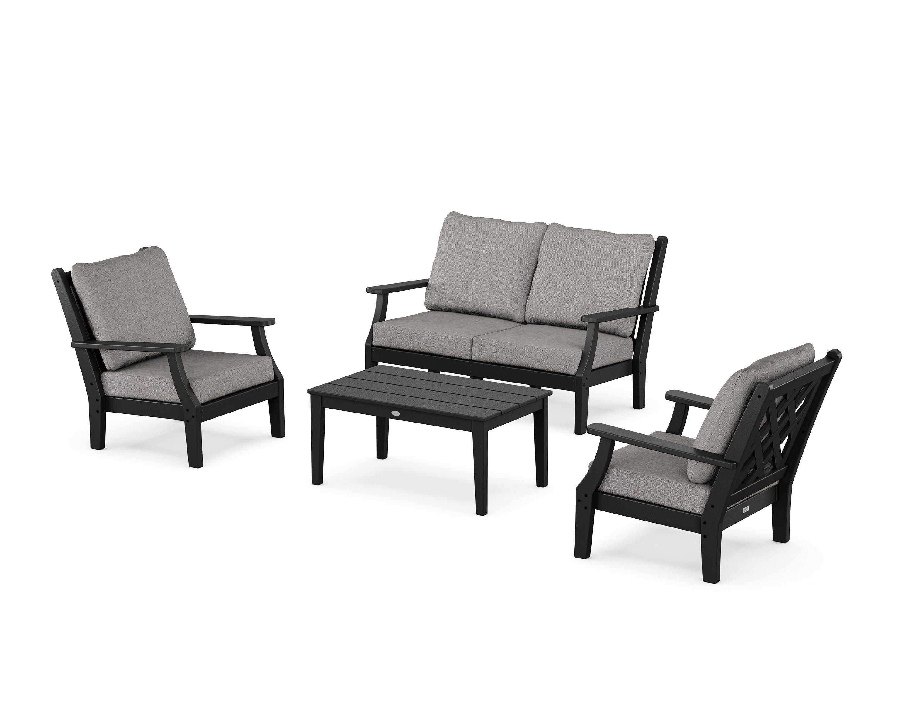 Country Living Wovendale 4-Piece Deep Seating Set with Loveseat in Black / Grey Mist