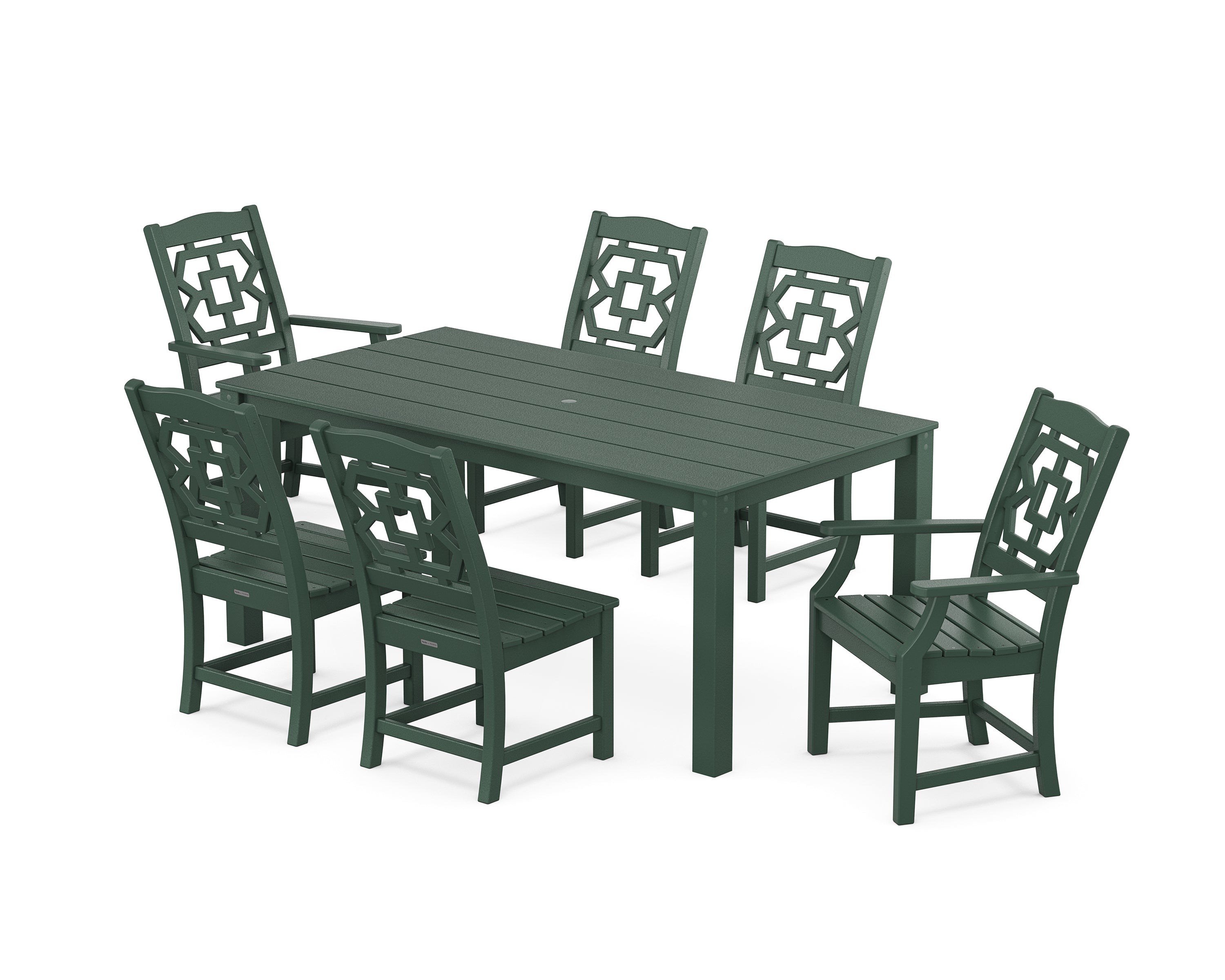 Martha Stewart by POLYWOOD Chinoiserie 7-Piece Parsons Dining Set in Green