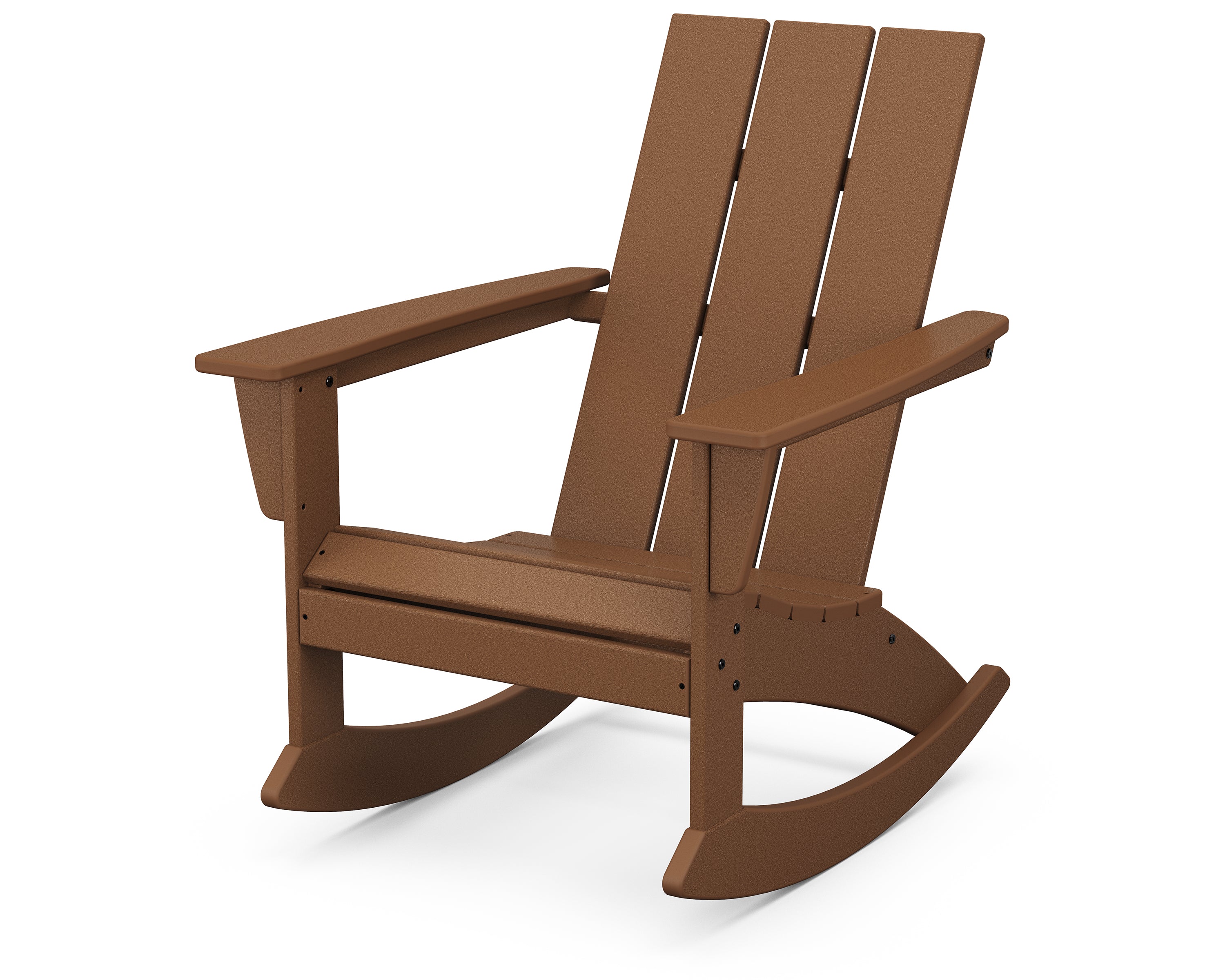 POLYWOOD Modern Adirondack Rocking Chair in Teak