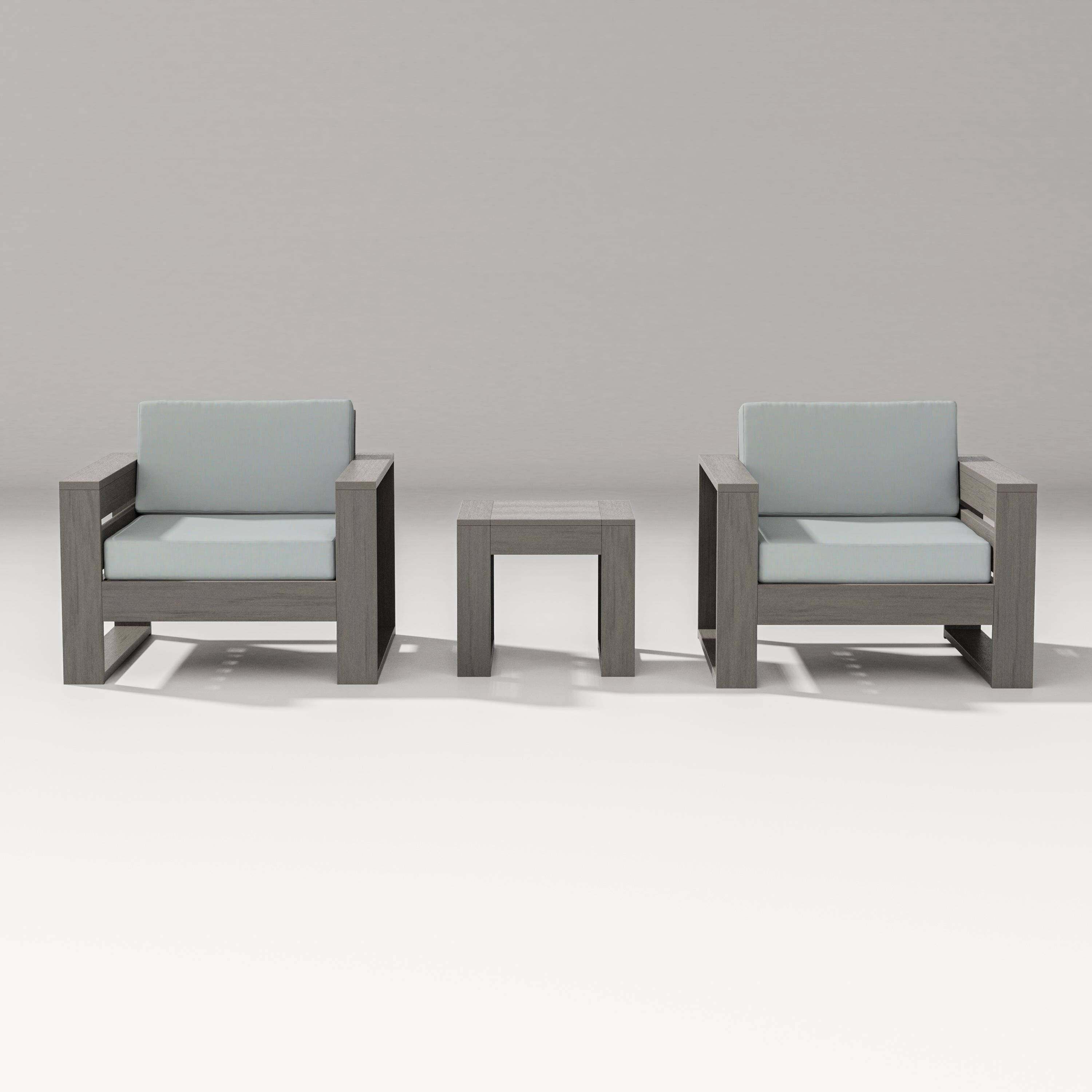 PW Designer Series Latitude 3-Piece Lounge Chair Set in Driftwood / Spa