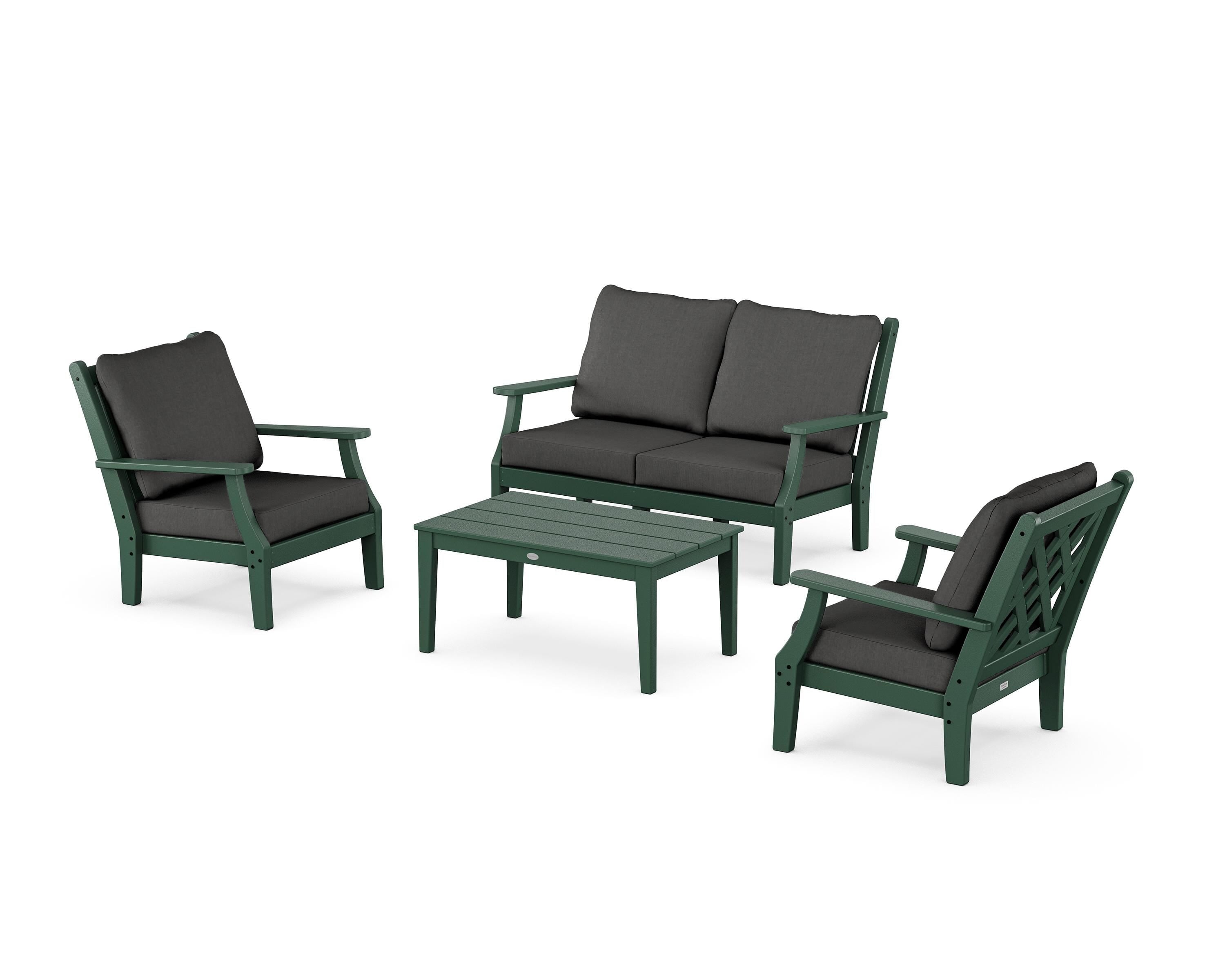 Country Living Wovendale 4-Piece Deep Seating Set with Loveseat in Green / Spectrum Carbon