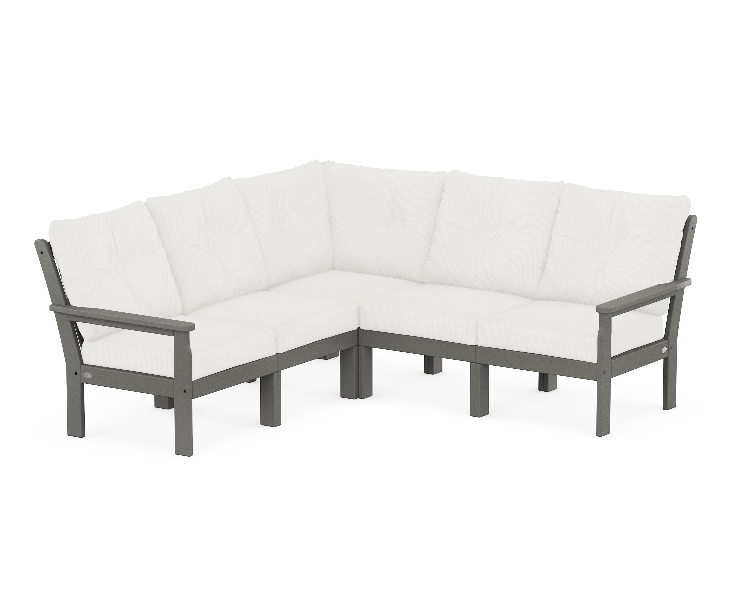 POLYWOOD Vineyard 5-Piece Sectional in Slate Grey / Natural Linen