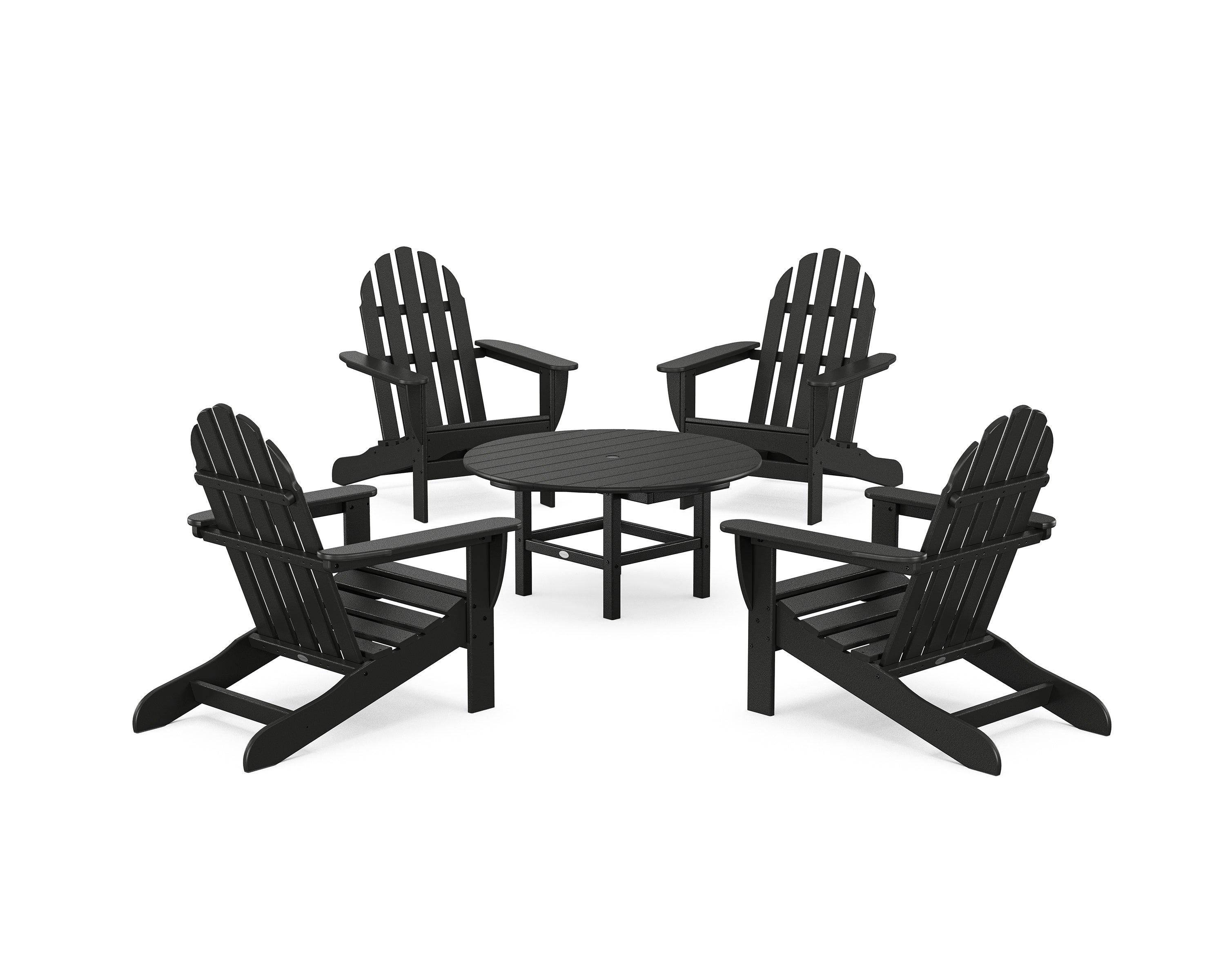 POLYWOOD Classic Adirondack 5-Piece Conversation Set in Black