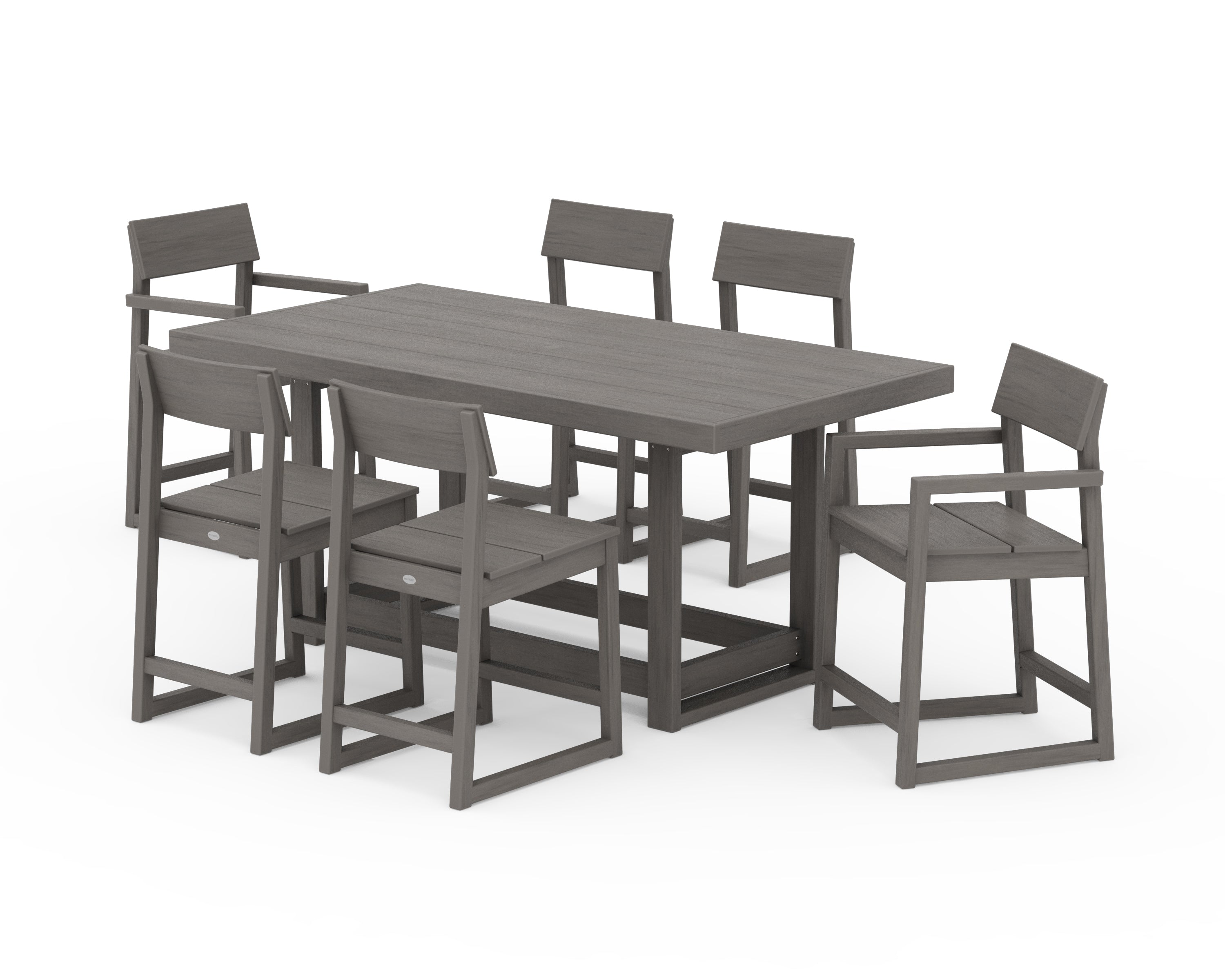 POLYWOOD EDGE 7-Piece Counter Table Set in Driftwood