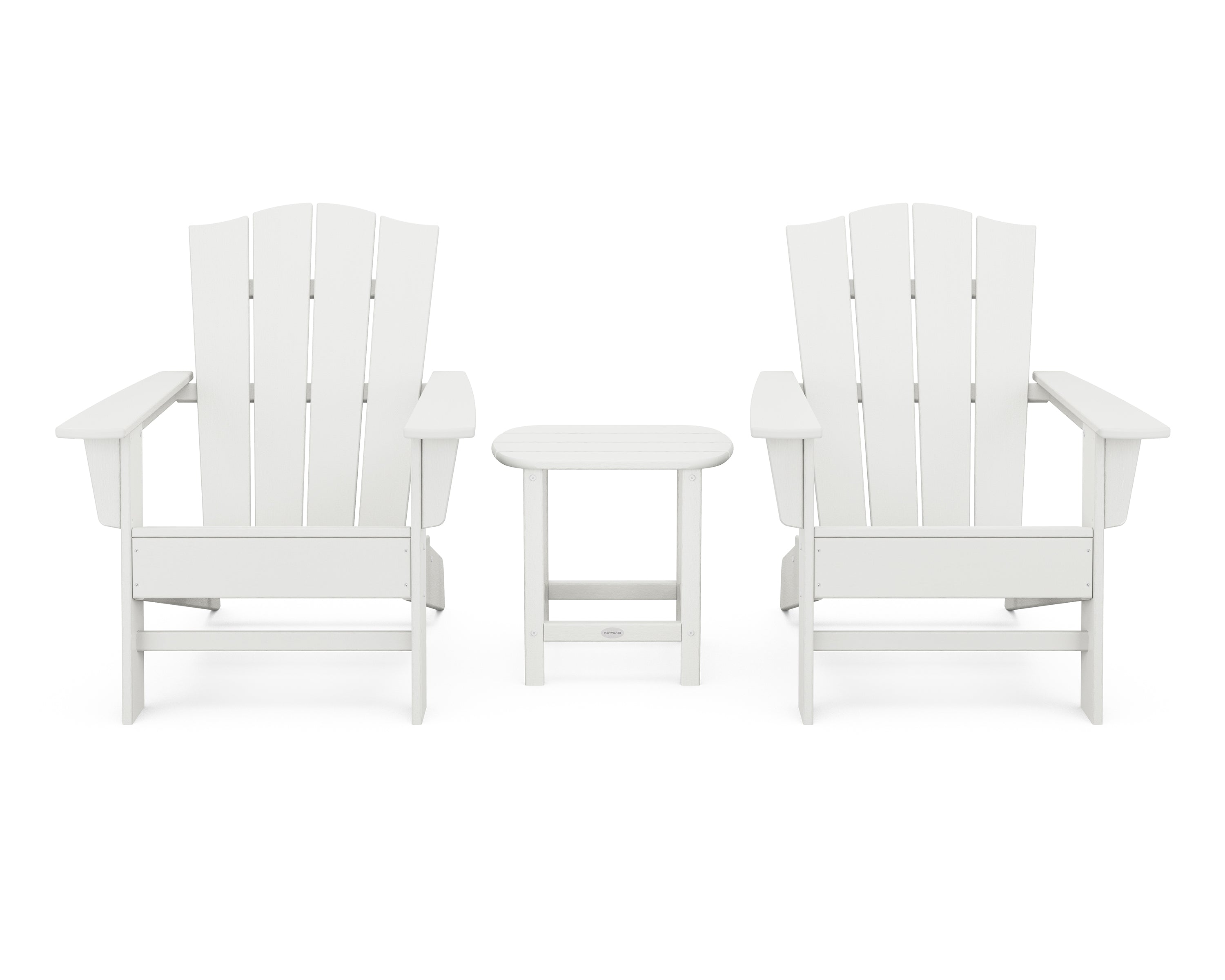 POLYWOOD Wave 3-Piece Adirondack Chair Set with The Crest Chairs in Vintage White