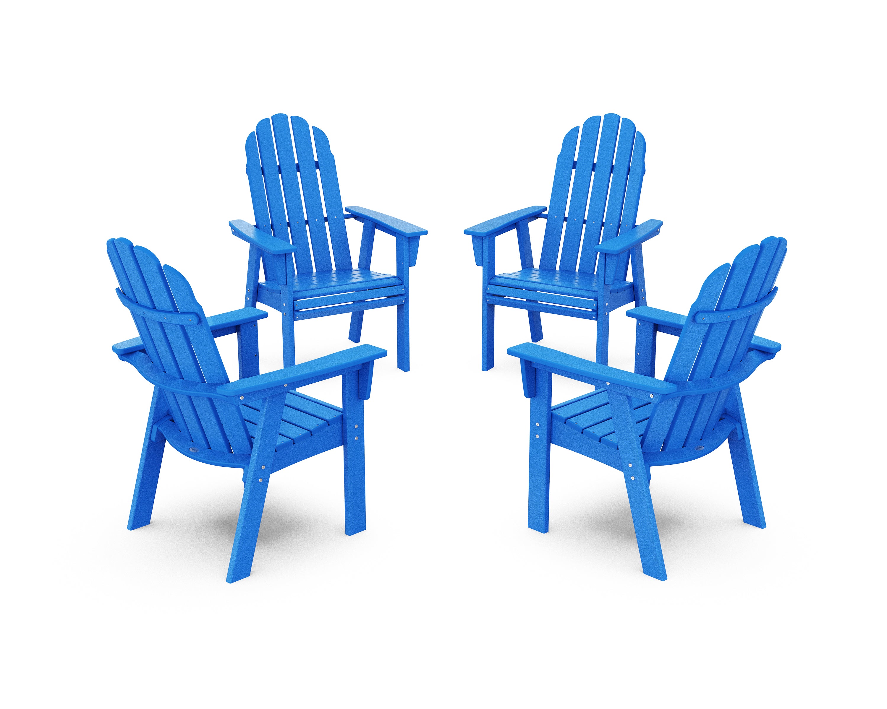 POLYWOOD® Vineyard 4-Piece Curveback Upright Adirondack Conversation Set in Pacific Blue