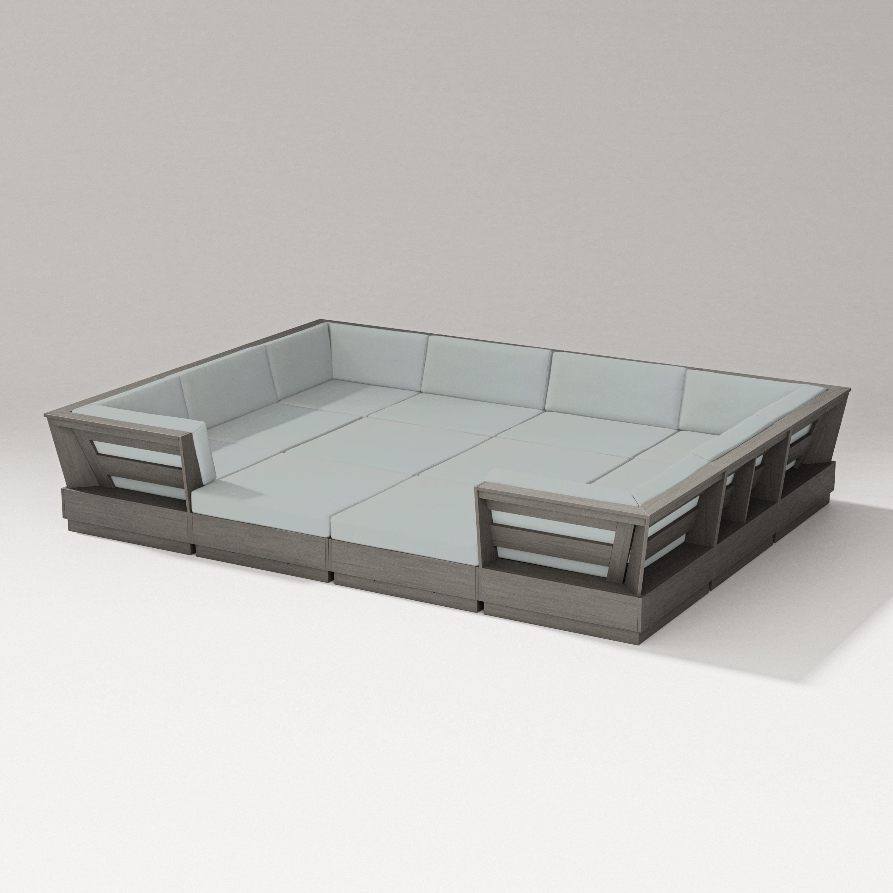 PW Designer Series Elevate 12-Piece Pit Sectional in Driftwood / Spa