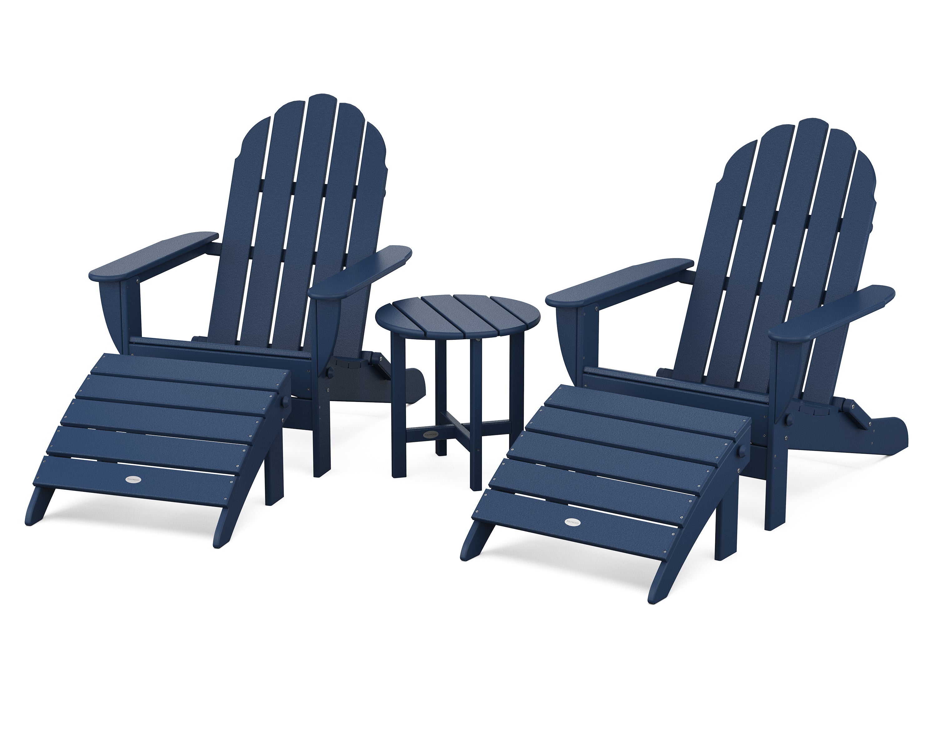POLYWOOD Classic Oversized Adirondack 5-Piece Casual Set in Navy