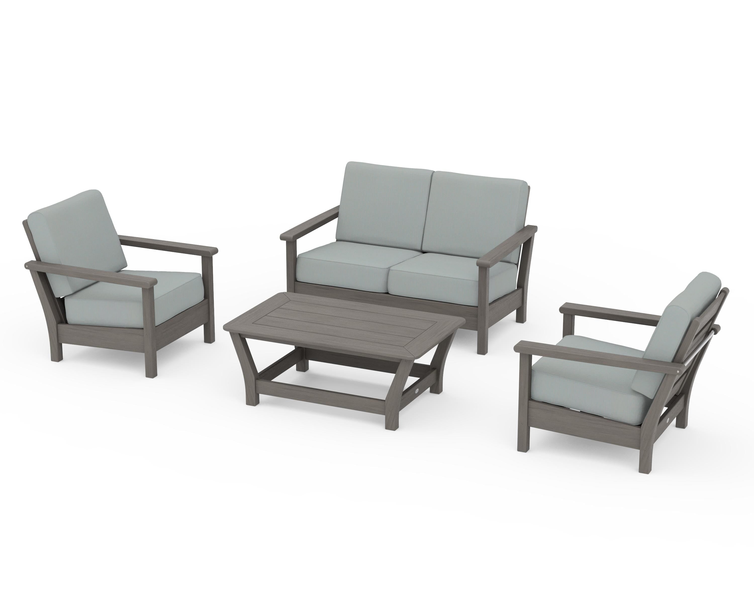 POLYWOOD Harbour 4-Piece Deep Seating Set in Driftwood / Spa