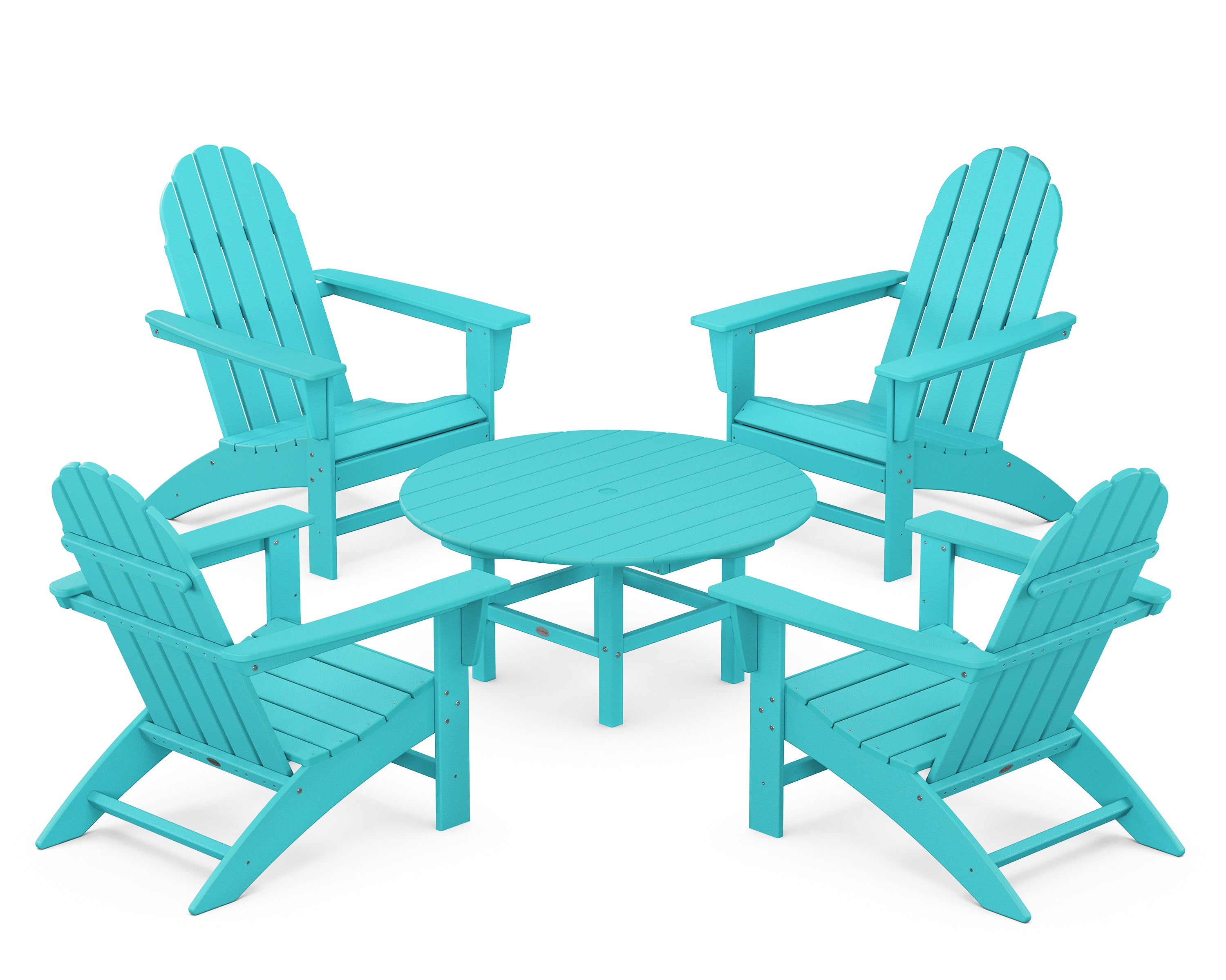 POLYWOOD Vineyard 5-Piece Adirondack Chair Conversation Set in Aruba