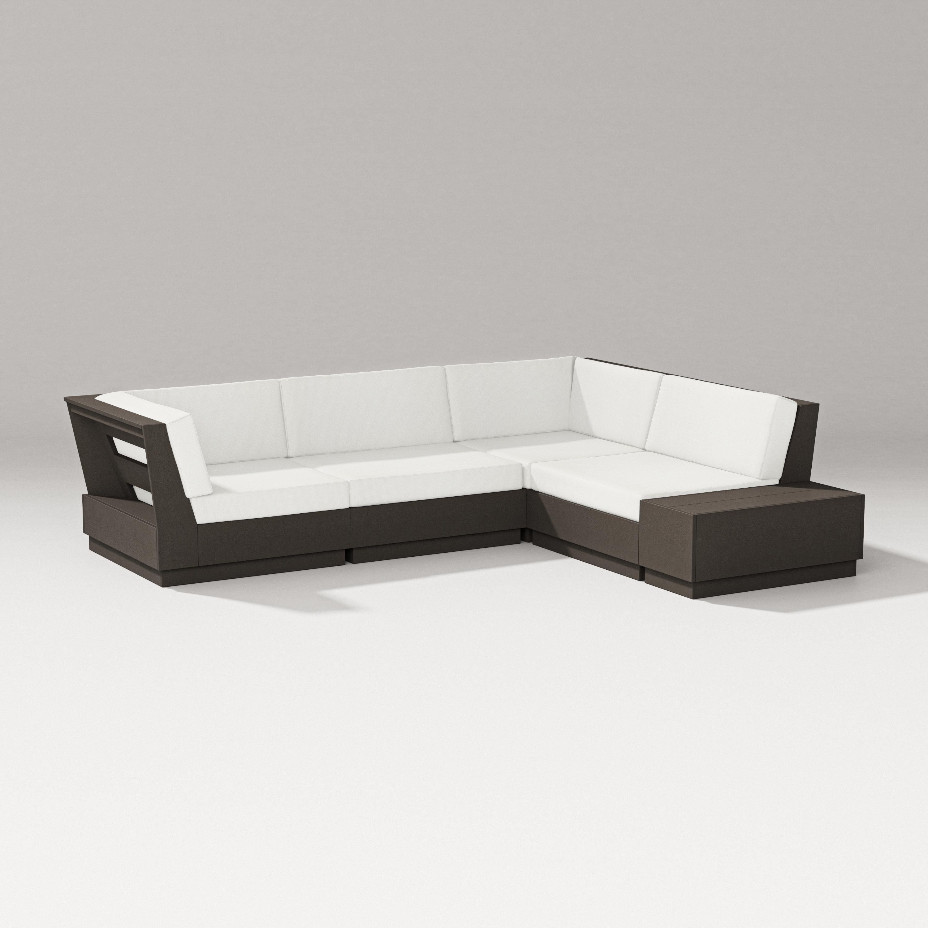 PW Designer Series Elevate Corner Sectional in Vintage Coffee / Natural Linen
