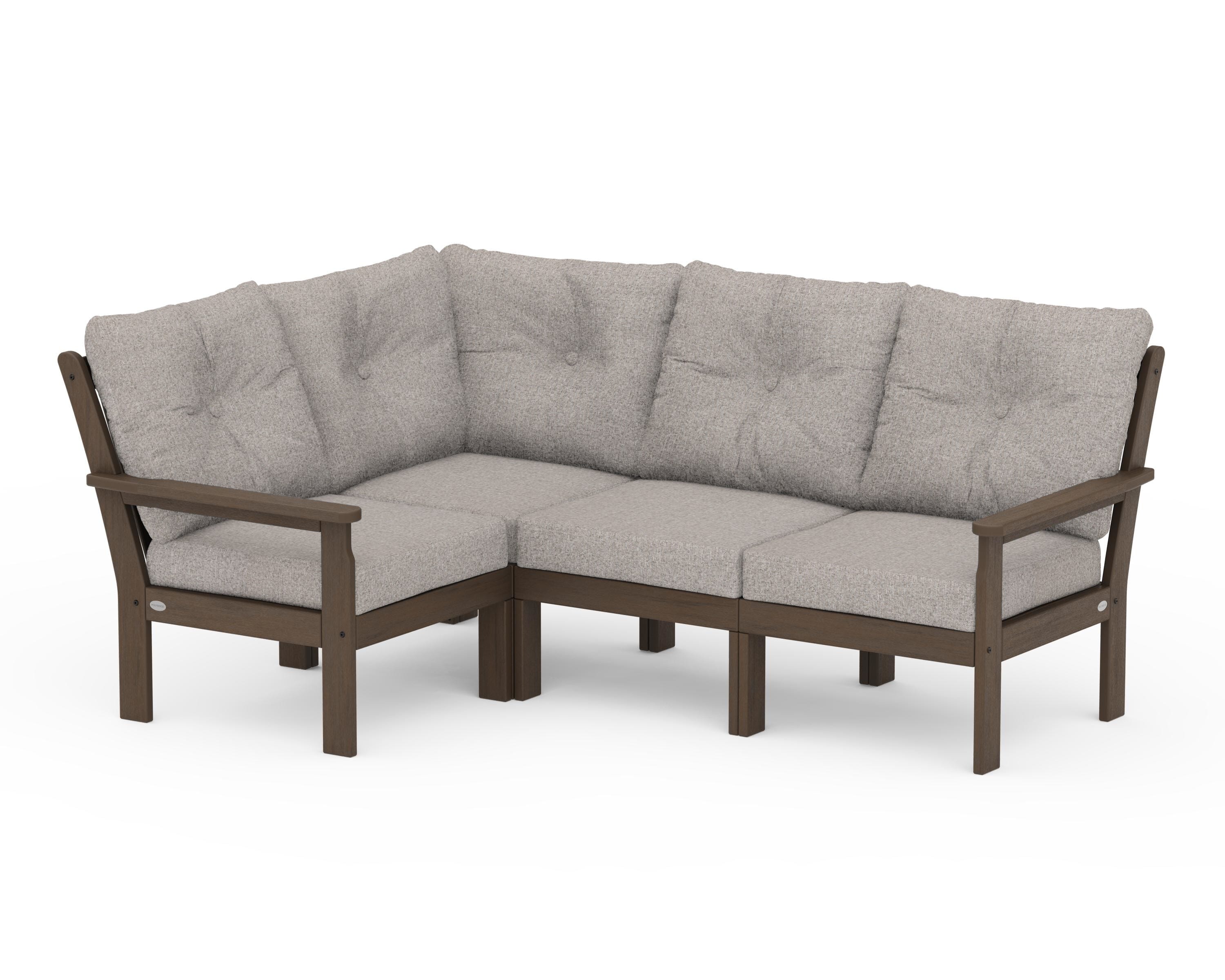 POLYWOOD Vineyard 4-Piece Sectional in Kona / Weathered Tweed