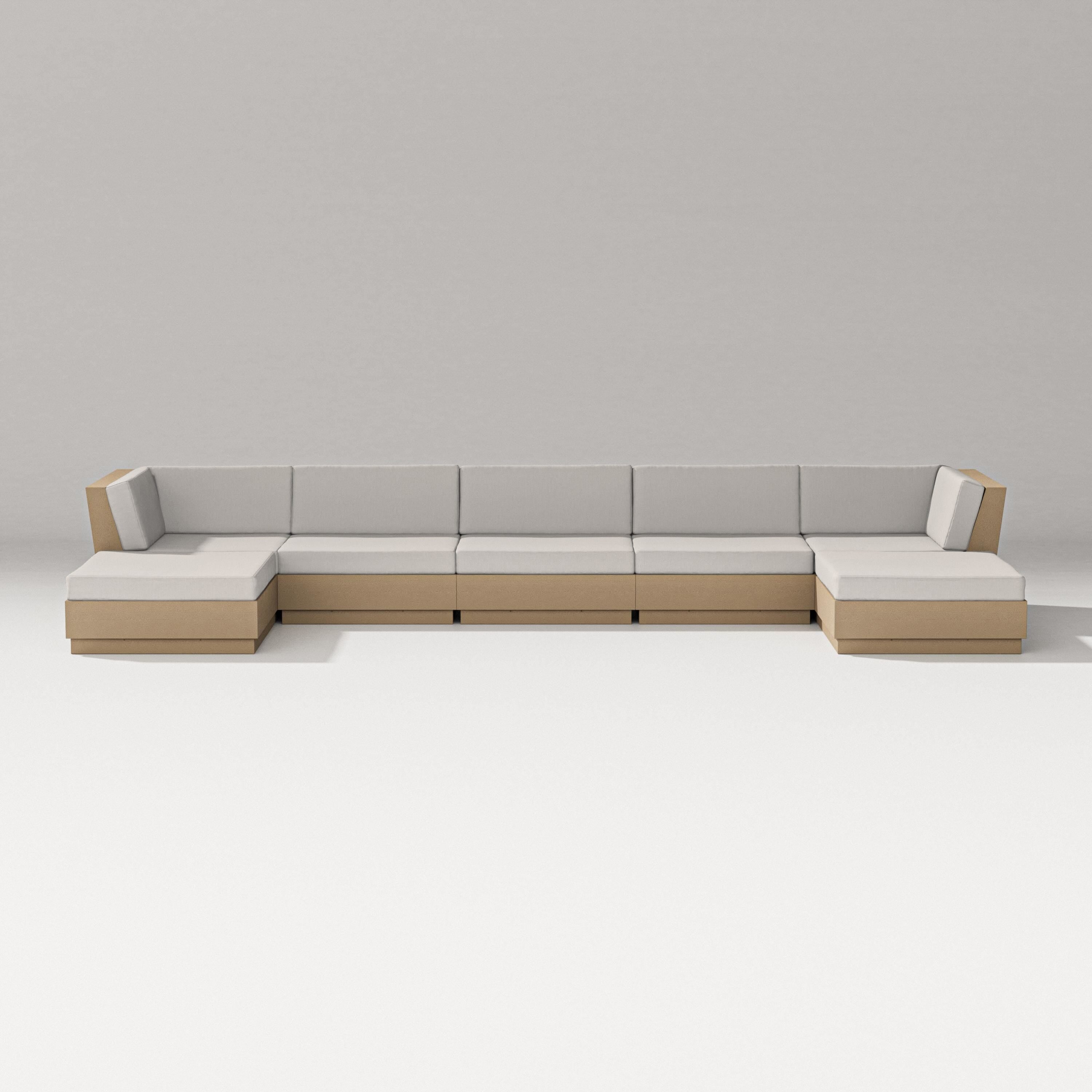 PW Designer Series Elevate 7-Piece Double Chaise Sectional in Vintage Sahara / Cast Ash