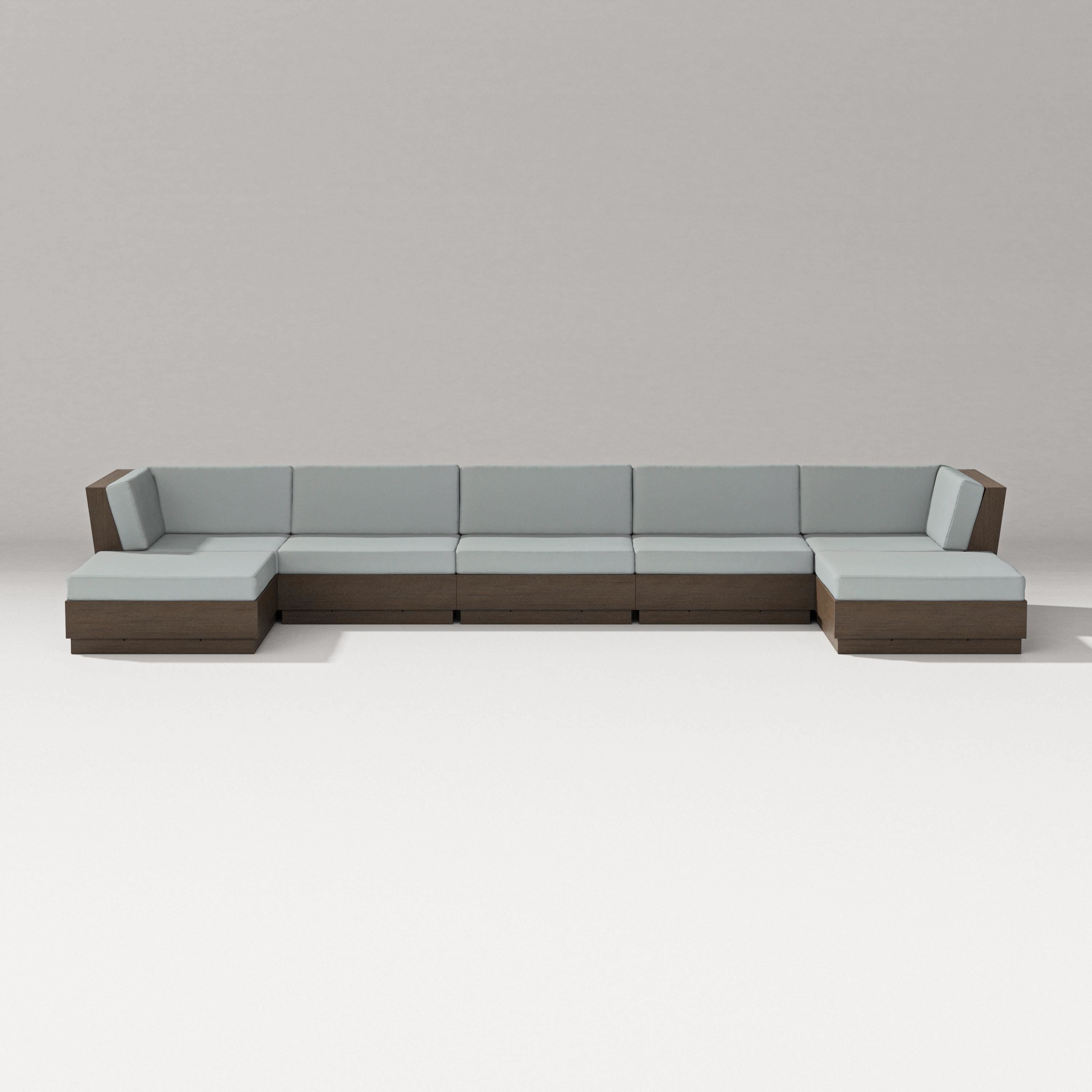 PW Designer Series Elevate 7-Piece Double Chaise Sectional in Kona / Spa