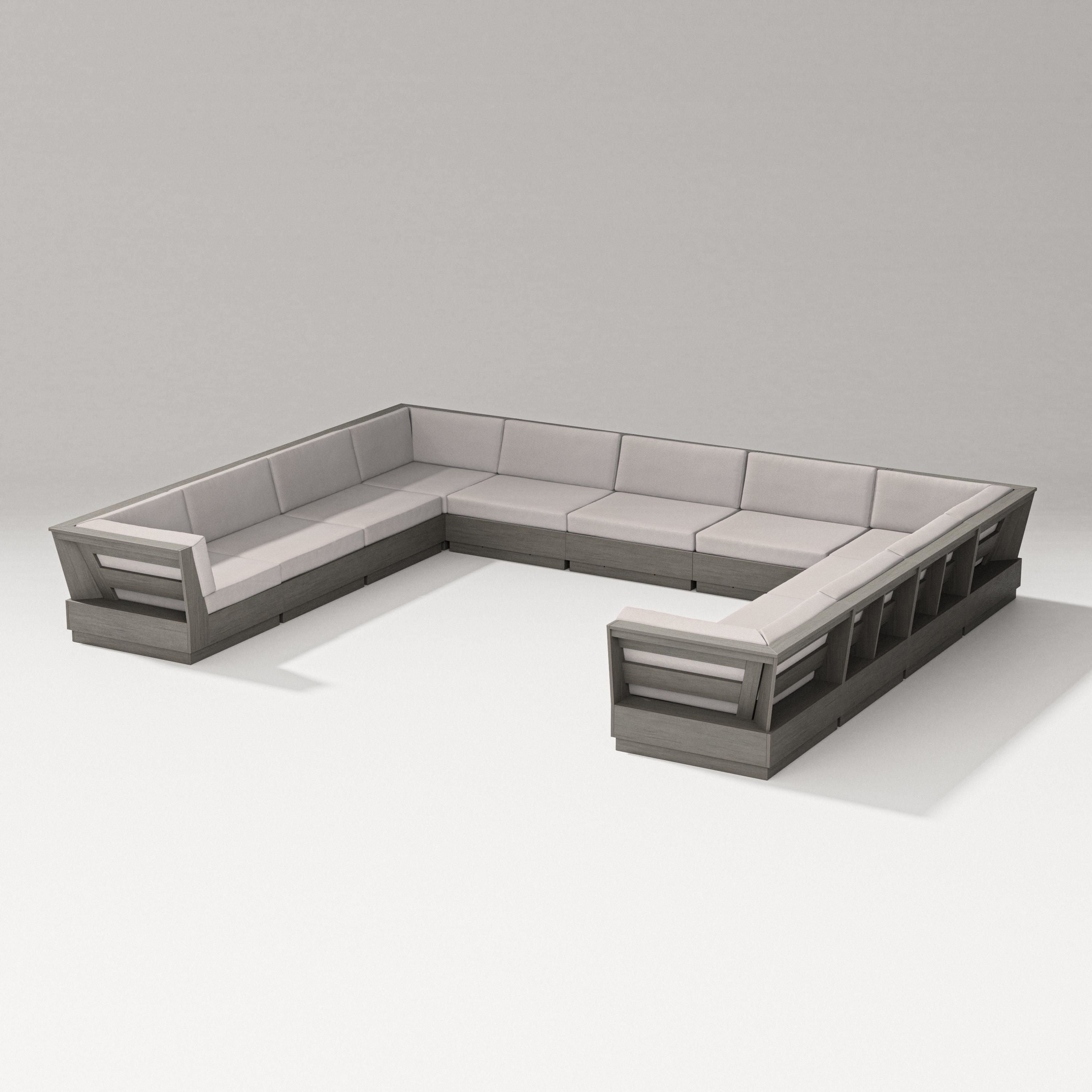 PW Designer Series Elevate Large U-Shaped Sectional in Driftwood / Dune Burlap