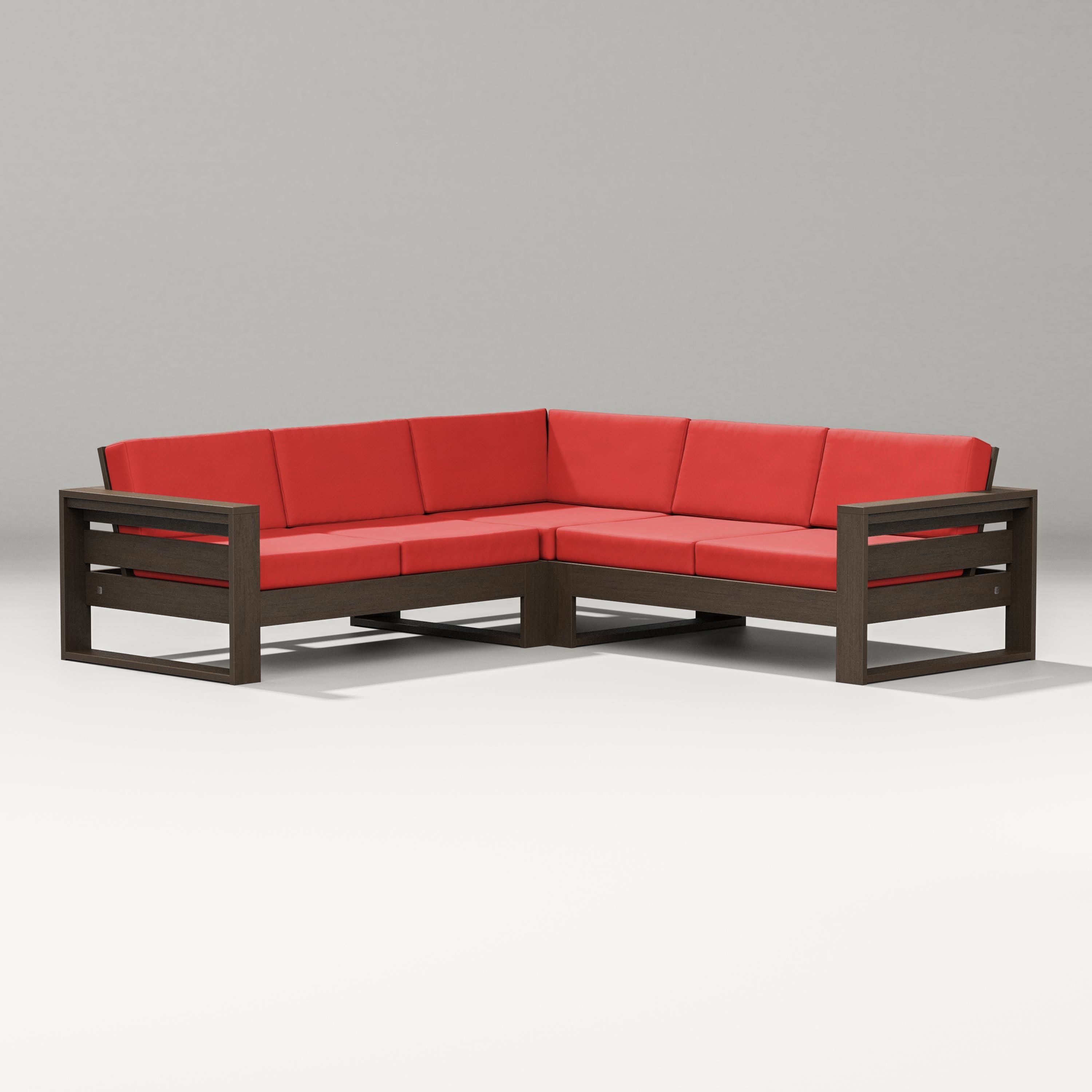 PW Designer Series Latitude Corner Sectional in Kona / Crimson Linen