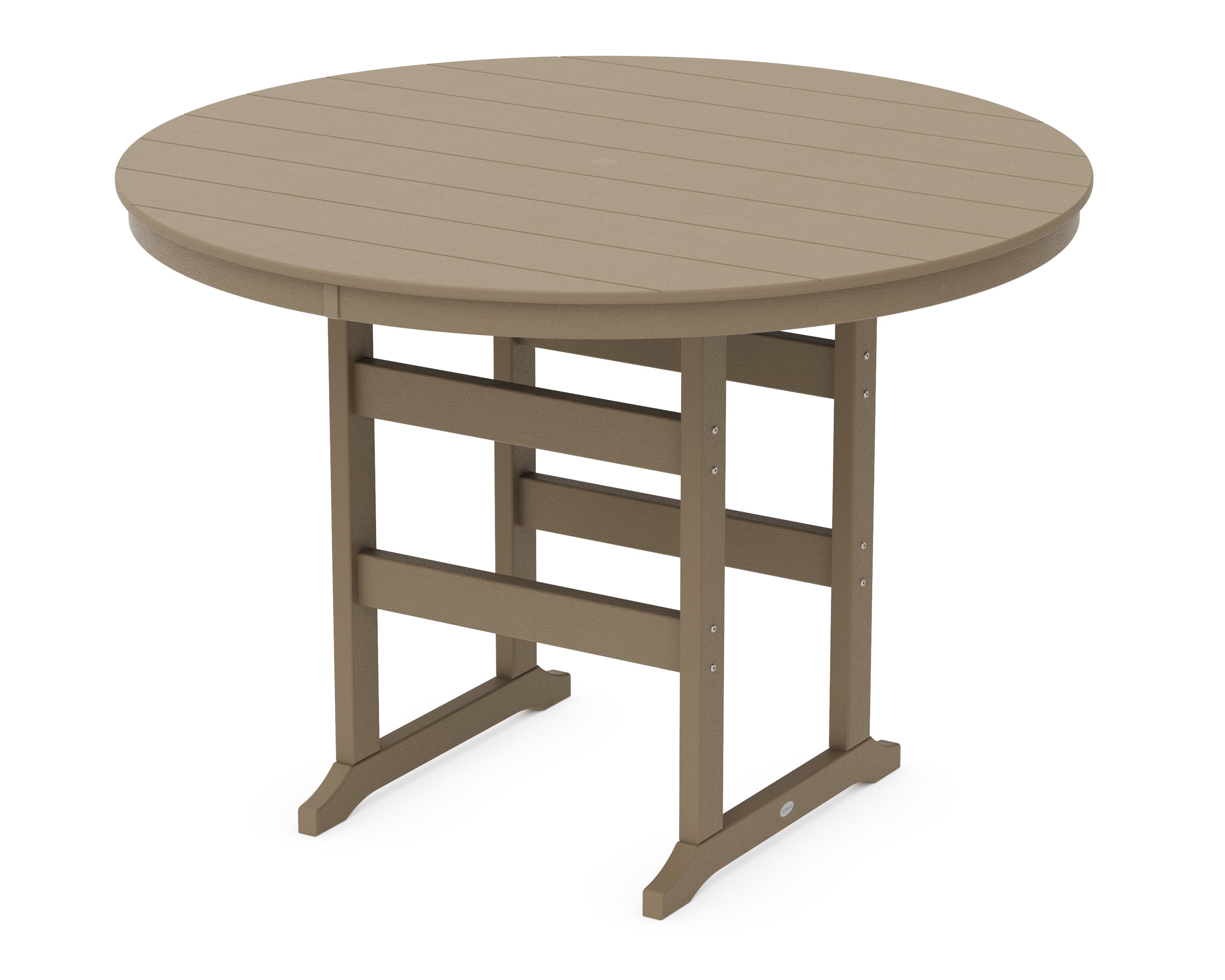 POLYWOOD 60” Round Farmhouse Bar Table in Vintage Sahara