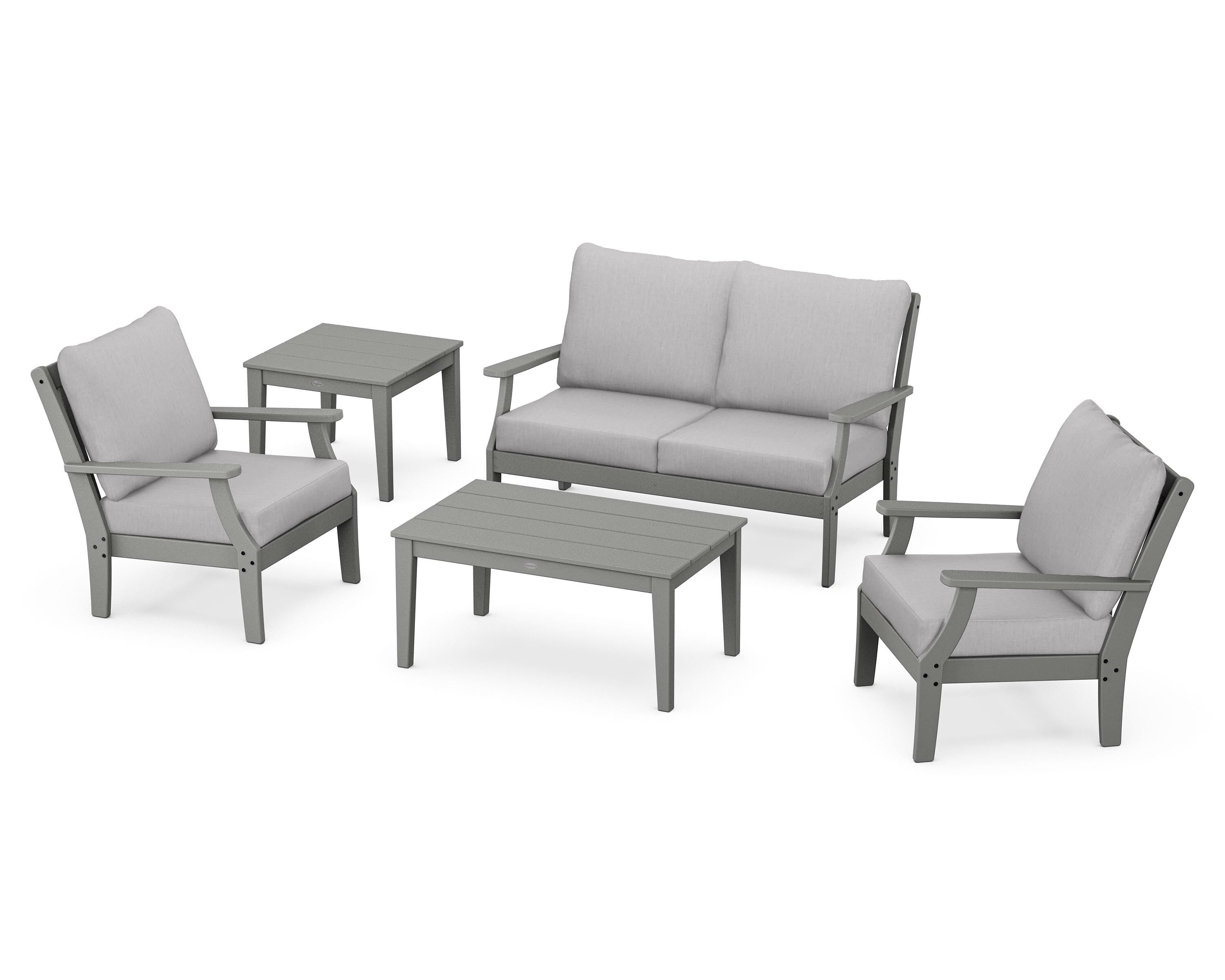 POLYWOOD Braxton 5-Piece Deep Seating Set in Slate Grey / Granite
