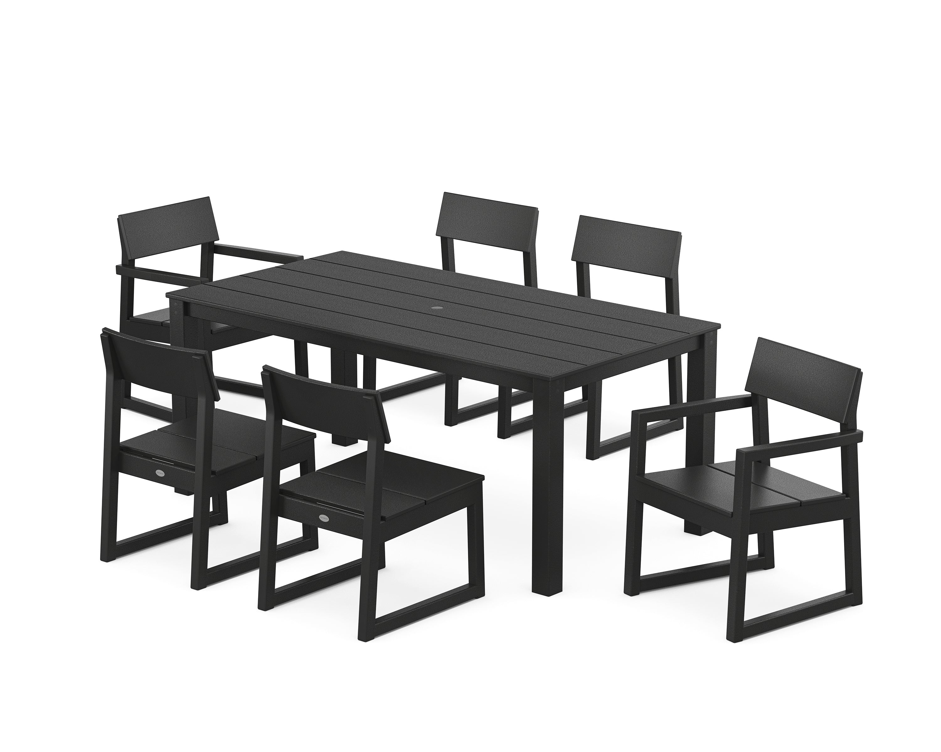 POLYWOOD EDGE 7-Piece Parsons Dining Set in Black