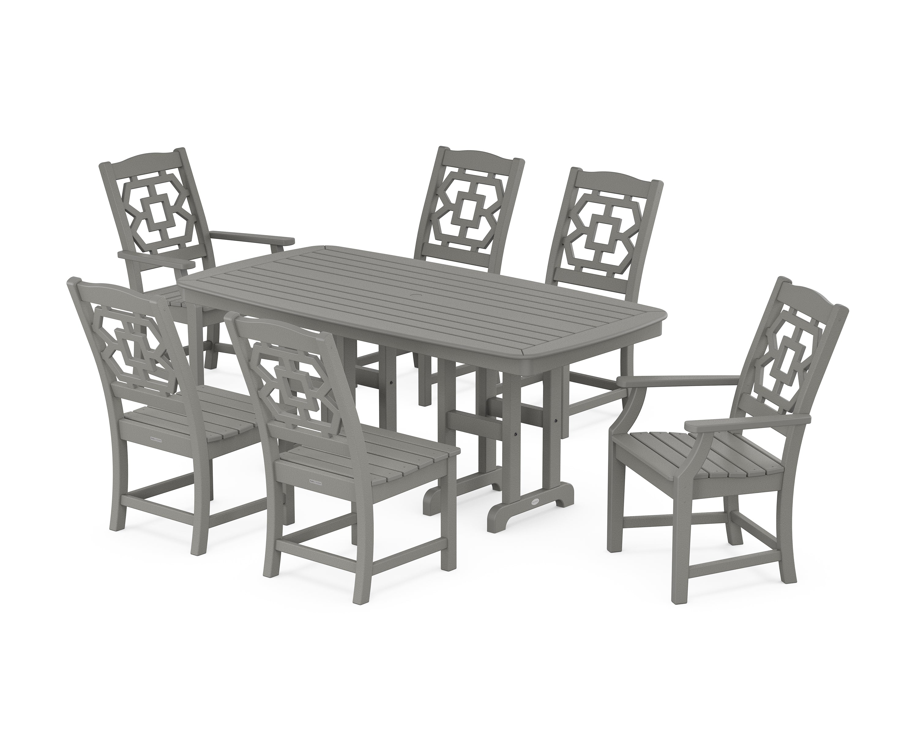 Martha Stewart by POLYWOOD® Chinoiserie 7-Piece Dining Set in Slate Grey