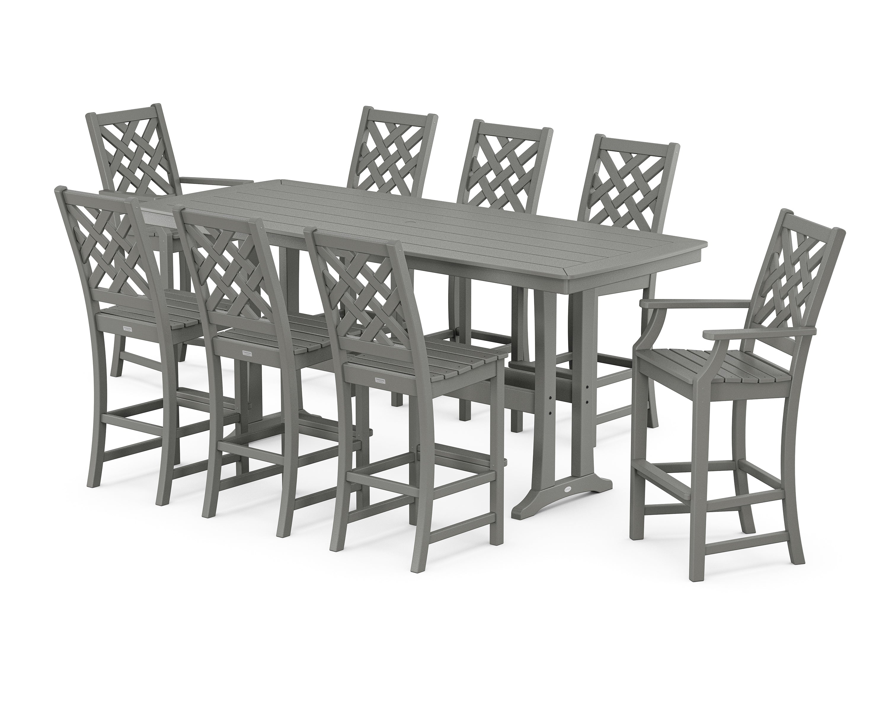 Country Living Wovendale 9-Piece Bar Set with Trestle Legs in Slate Grey