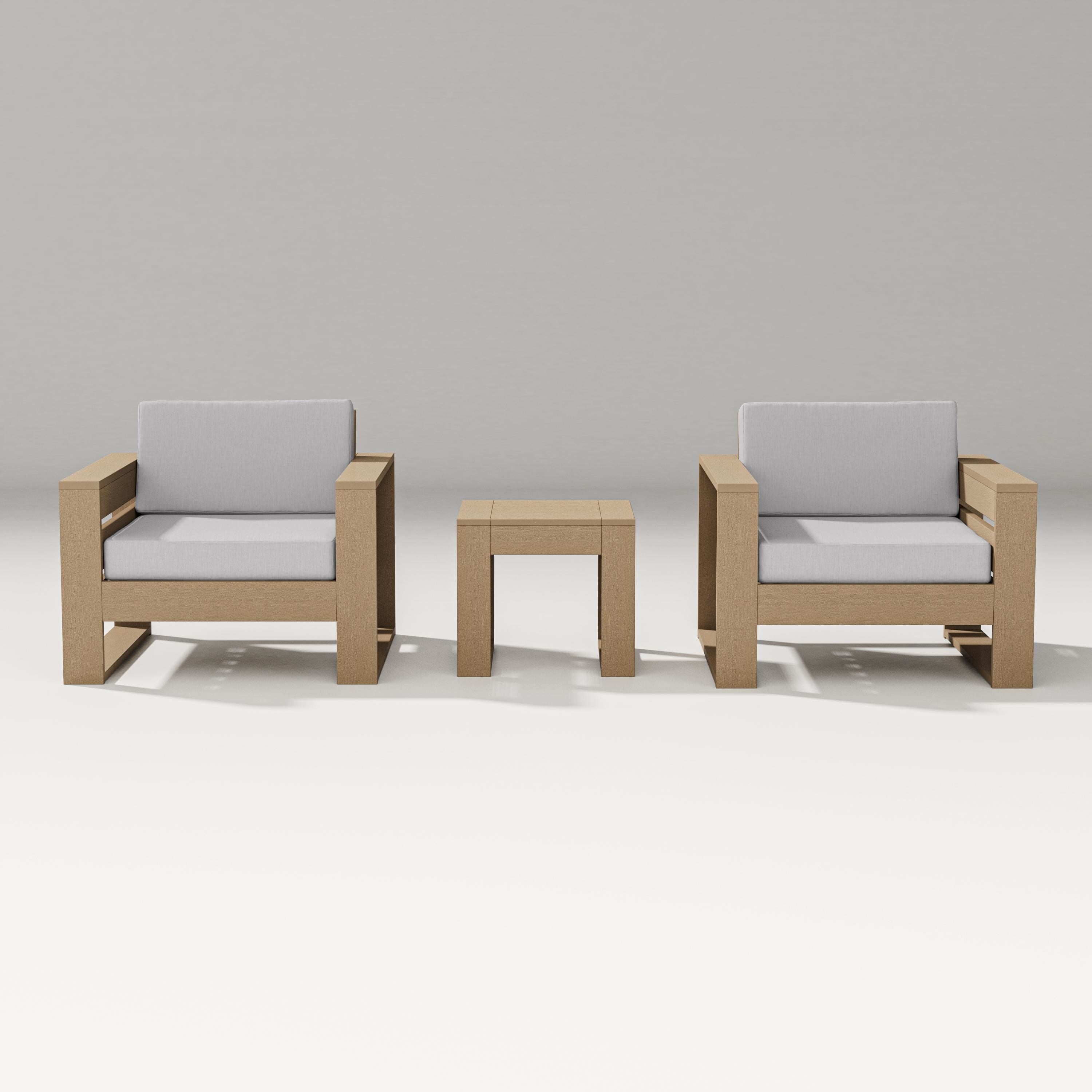 PW Designer Series Latitude 3-Piece Lounge Chair Set in Vintage Sahara / Granite