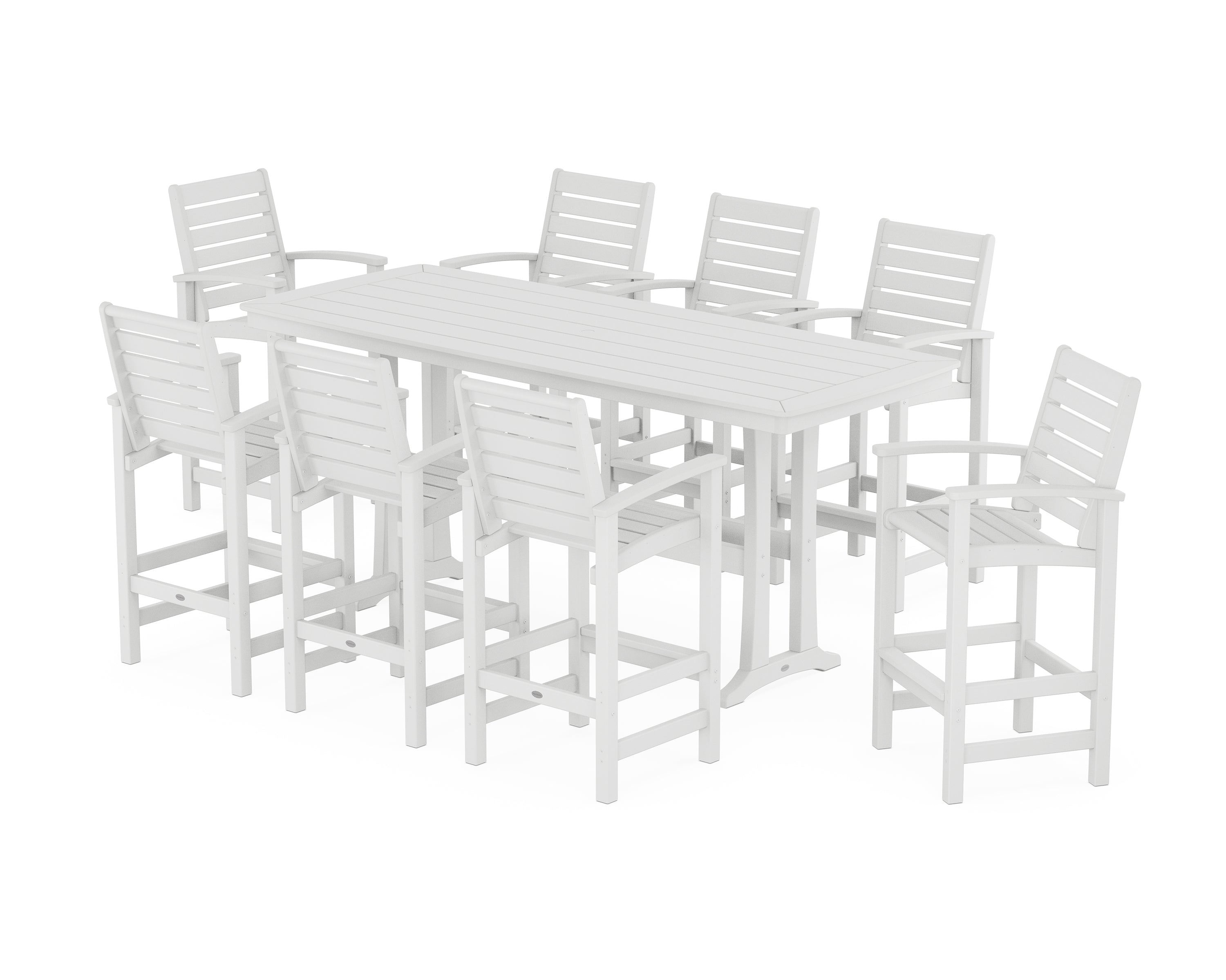 POLYWOOD Signature 9-Piece Bar Set with Trestle Legs in White