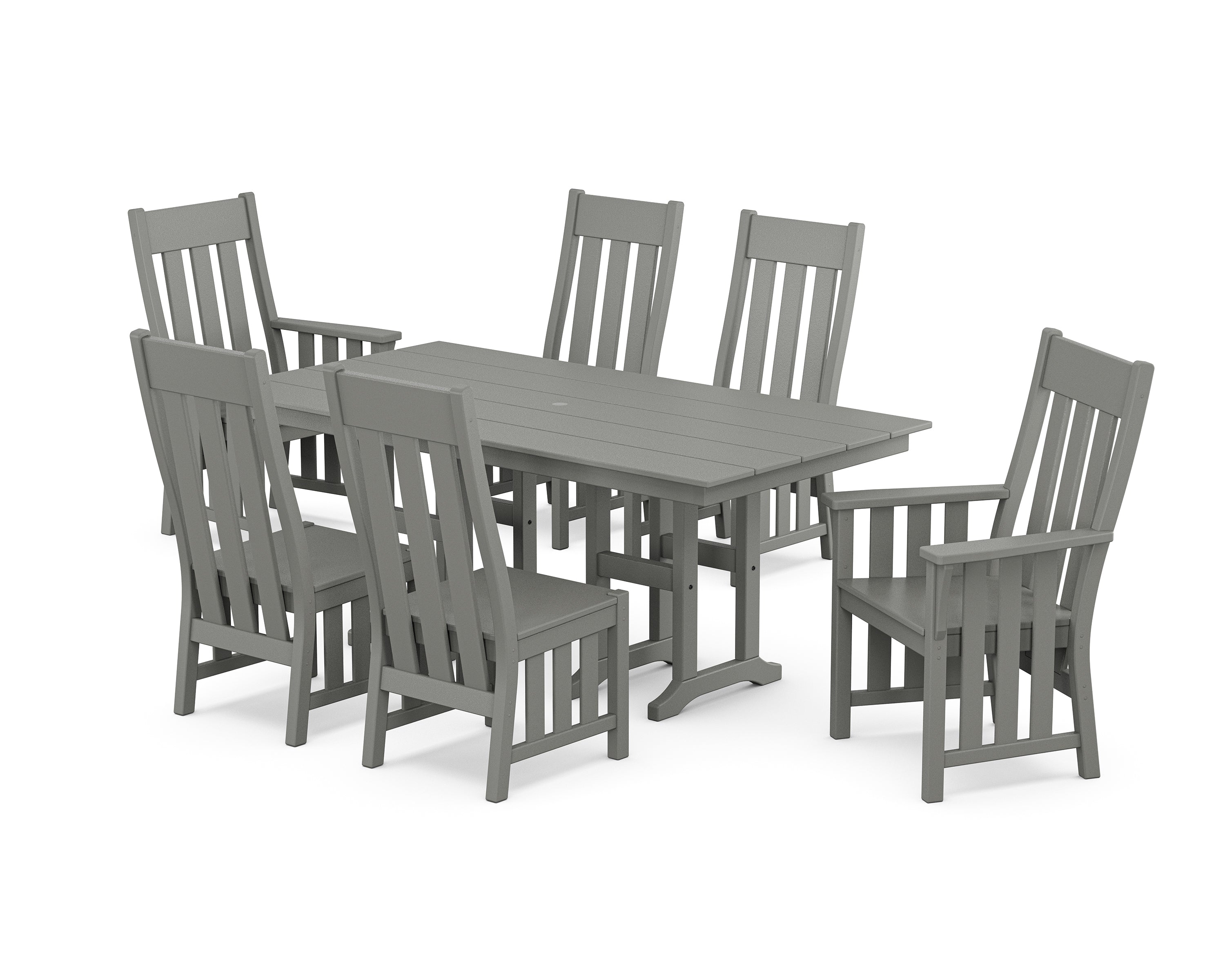 Martha Stewart by POLYWOOD Acadia 7-Piece Farmhouse Dining Set in Slate Grey