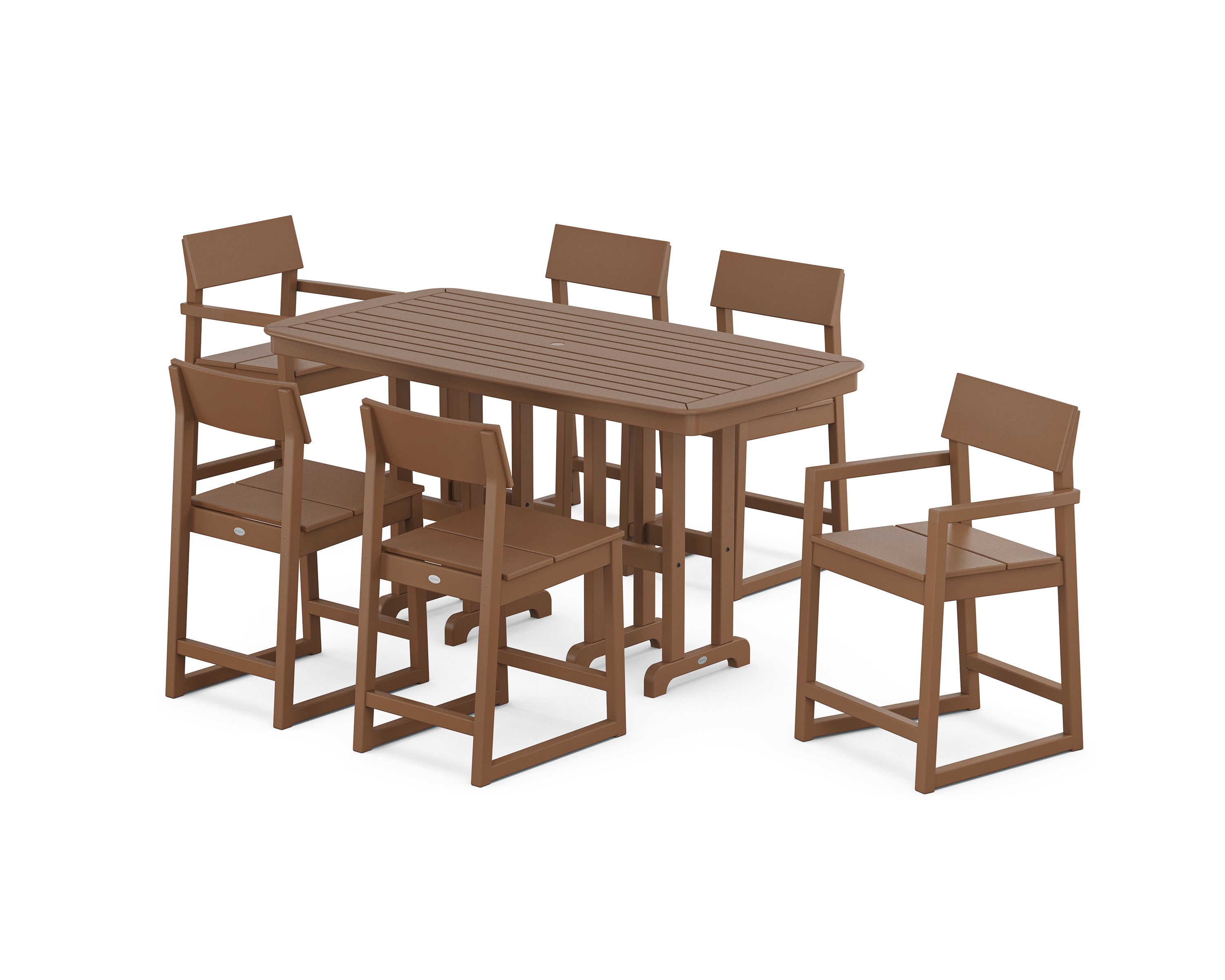 POLYWOOD EDGE 7-Piece Counter Set in Teak