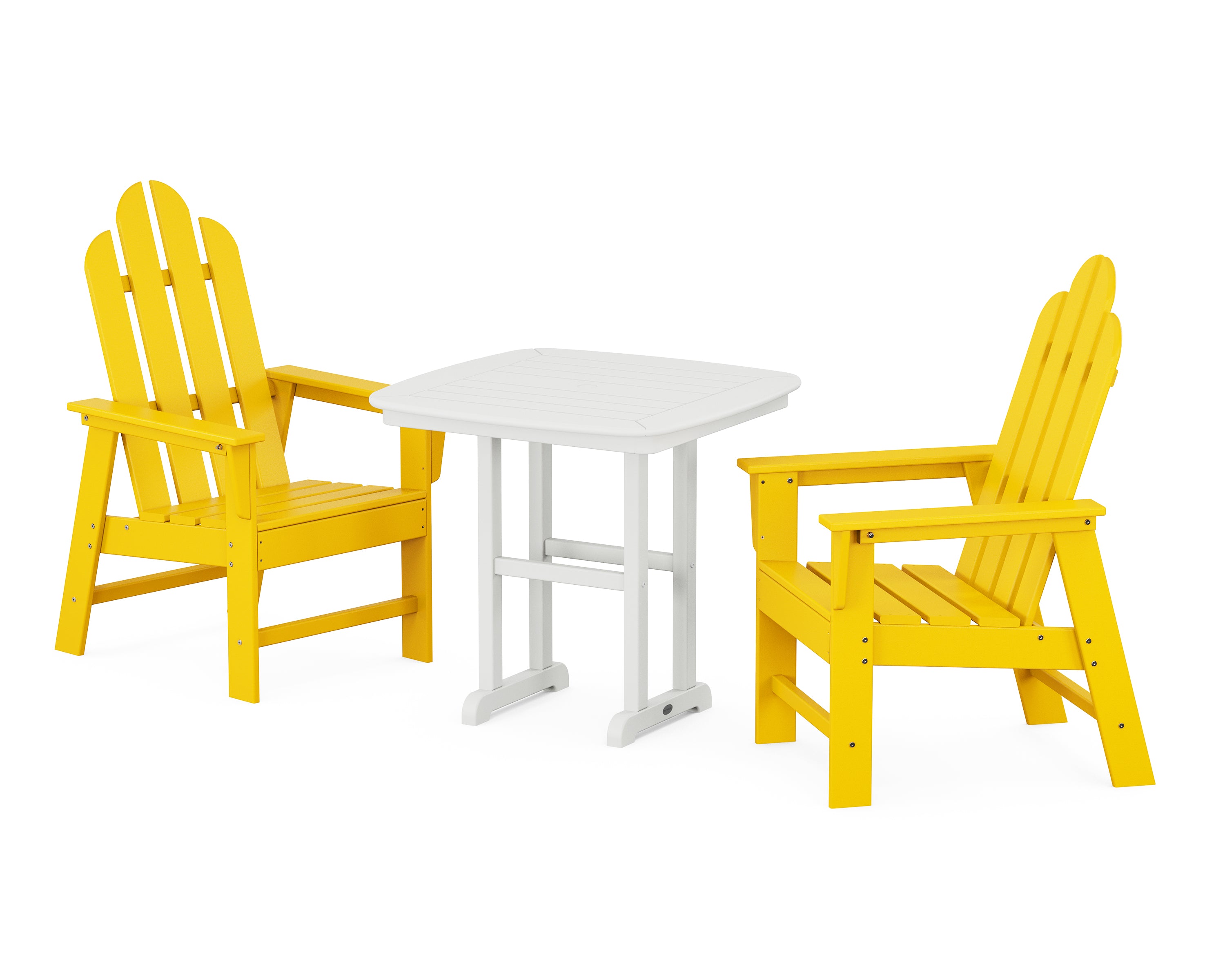 POLYWOOD Long Island 3-Piece Dining Set in Lemon / White