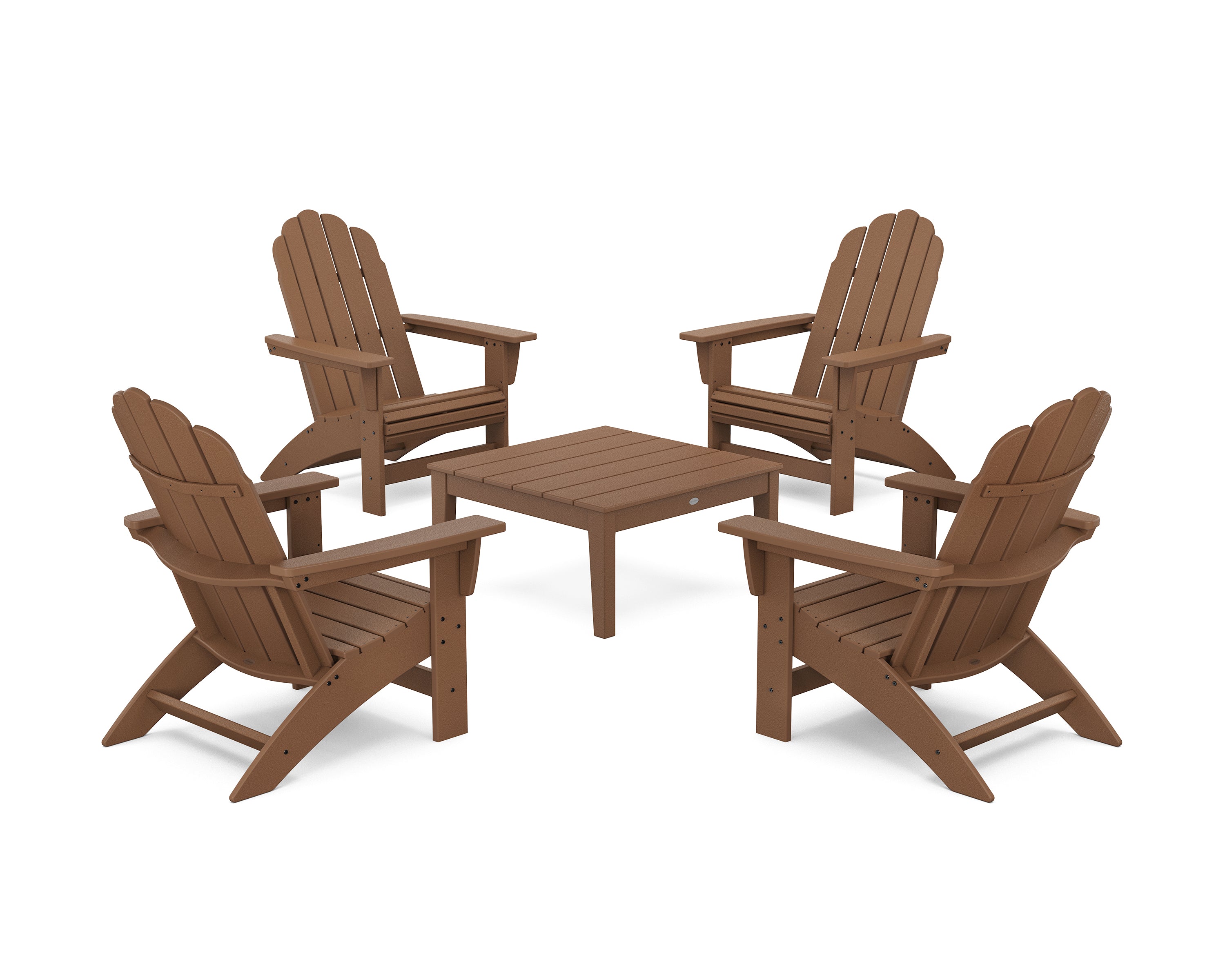 POLYWOOD 5-Piece Vineyard Grand Adirondack Chair Conversation Group in Teak