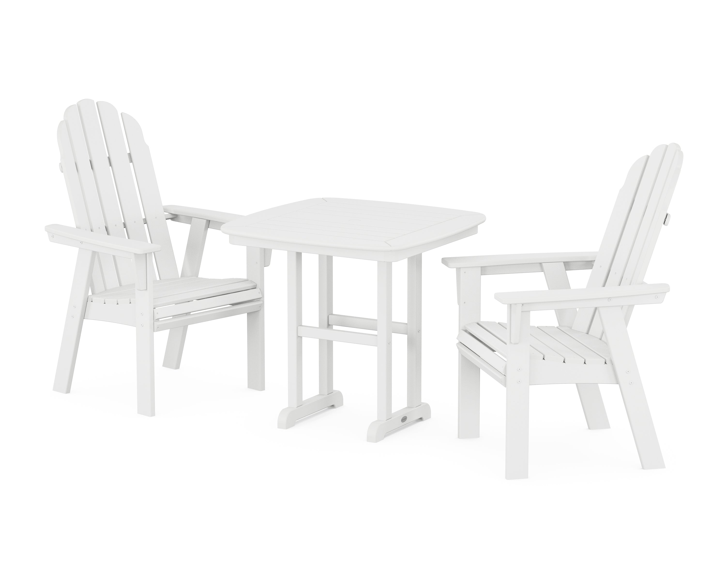 POLYWOOD® Vineyard Adirondack 3-Piece Dining Set in White