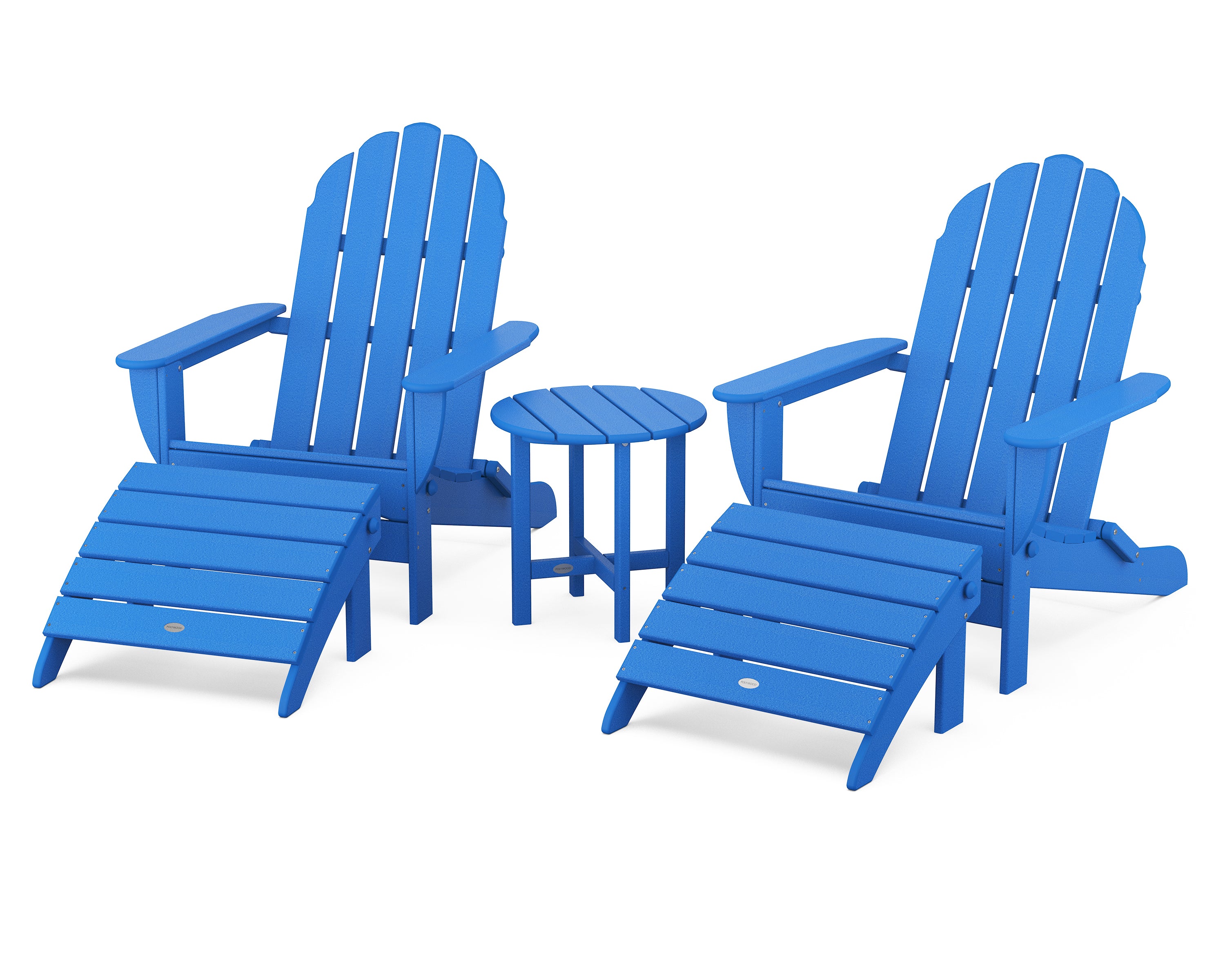 POLYWOOD Classic Oversized Adirondack 5-Piece Casual Set in Pacific Blue
