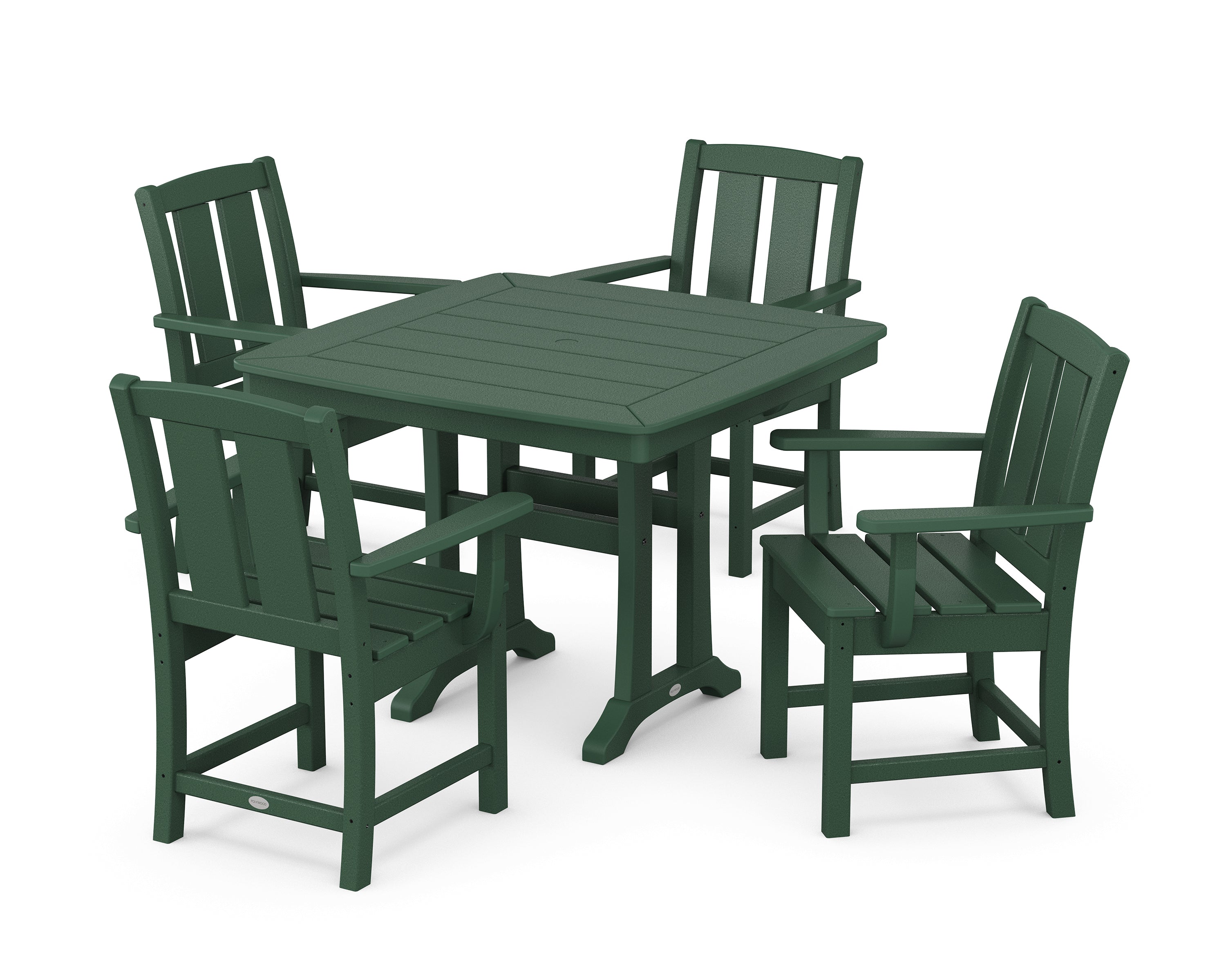 POLYWOOD Mission 5-Piece Dining Set with Trestle Legs in Green