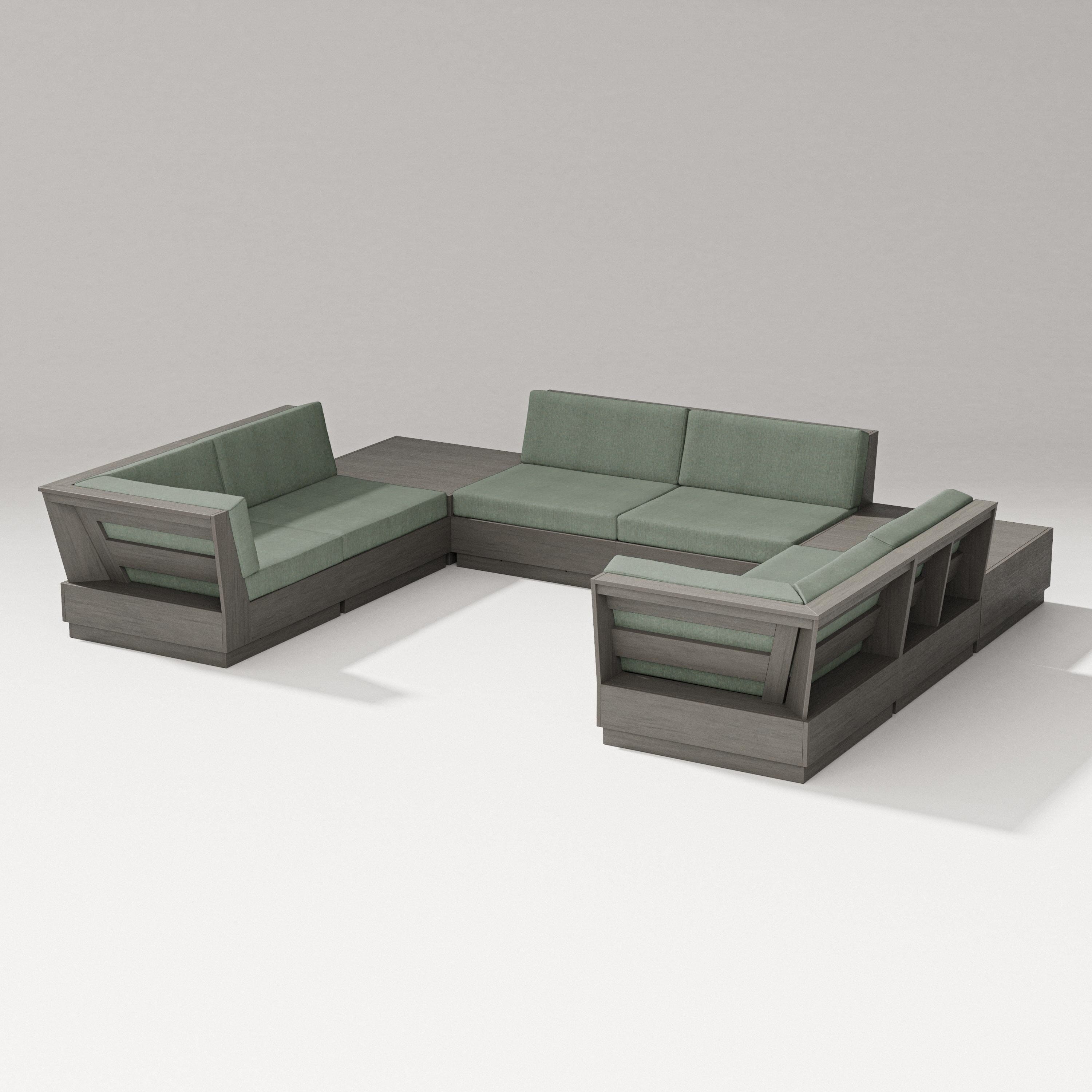 PW Designer Series Elevate 8-Piece U-Shaped Sectional in Driftwood / Cast Sage